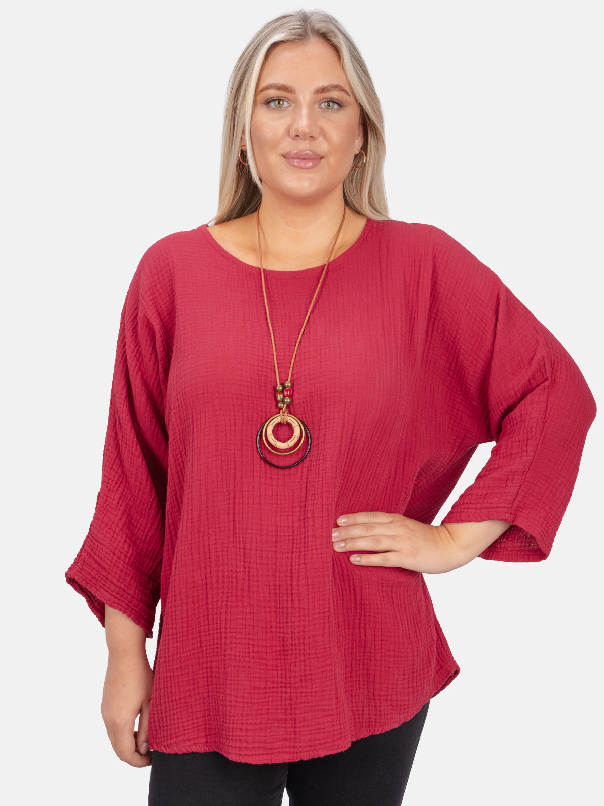 Musselin Bluse Halbarm Oversized - Vanessa