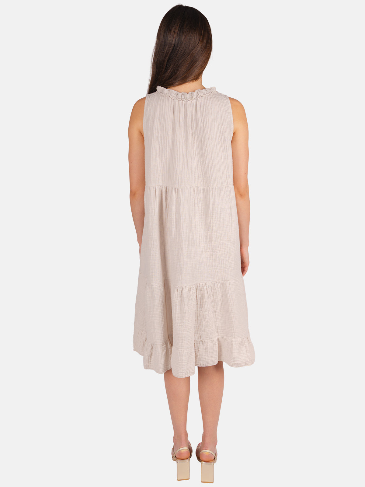 Musselin Kleid mit Tasseln - Buki in Beige #Farbe_Beige