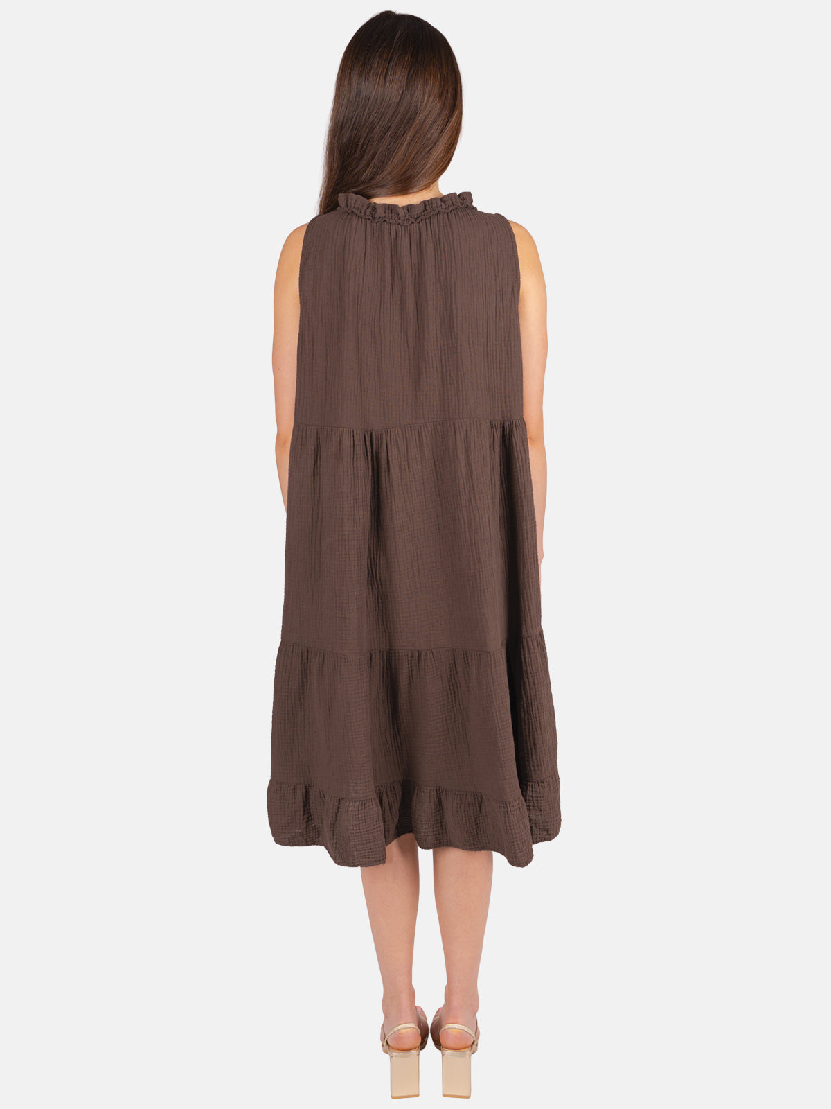 Musselin Kleid mit Tasseln - Buki in Mokka #Farbe_Mokka