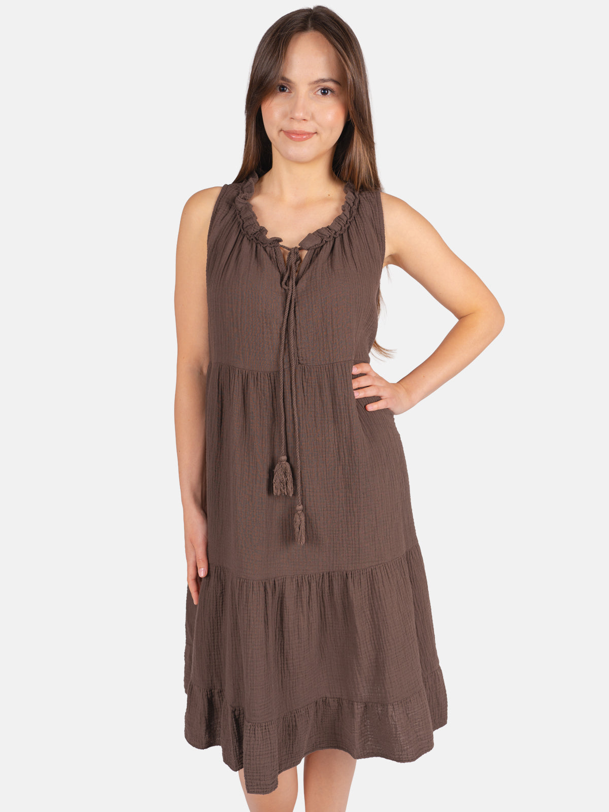 Musselin Kleid mit Tasseln - Buki