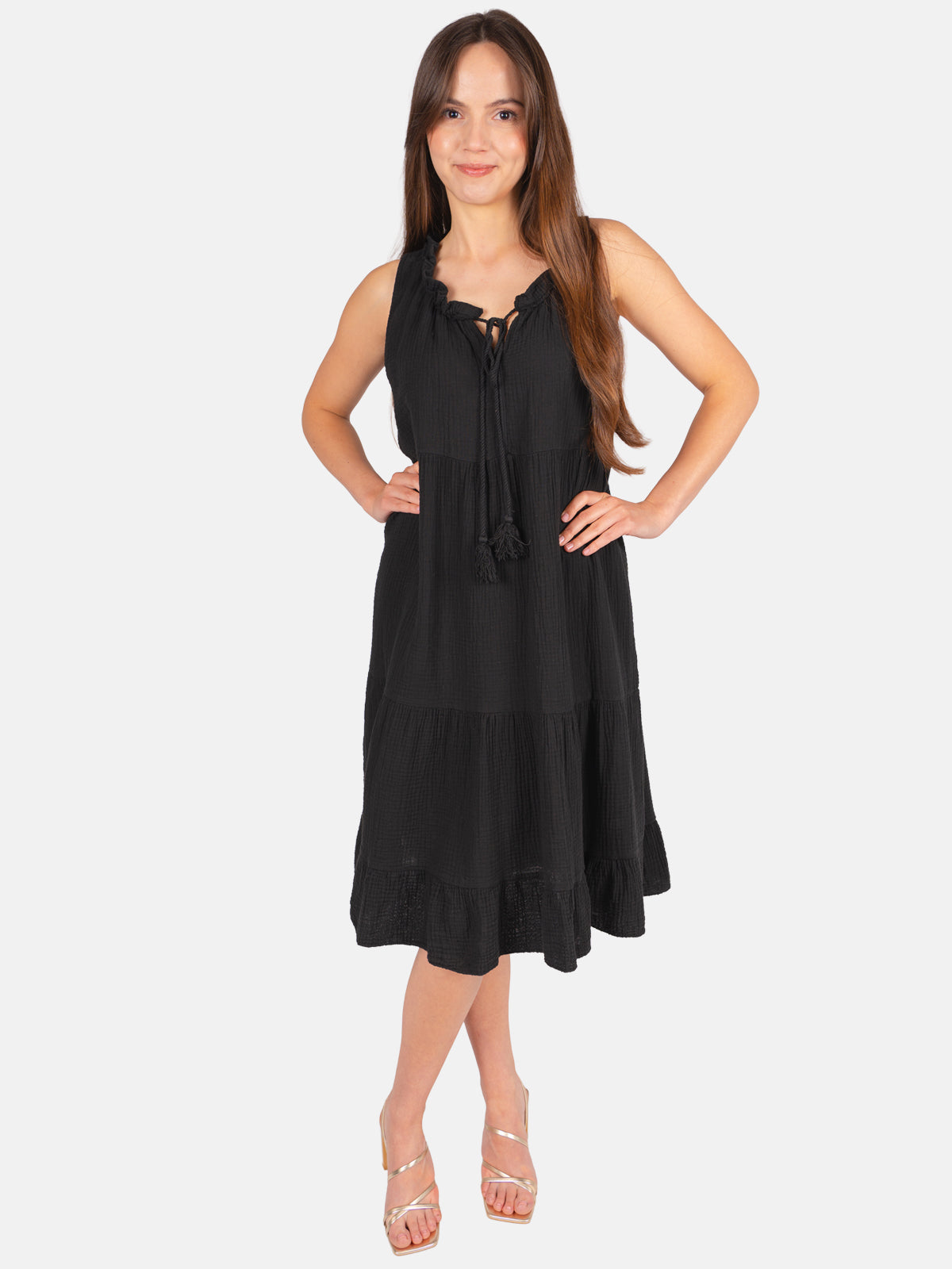 Musselin Kleid mit Tasseln - Buki