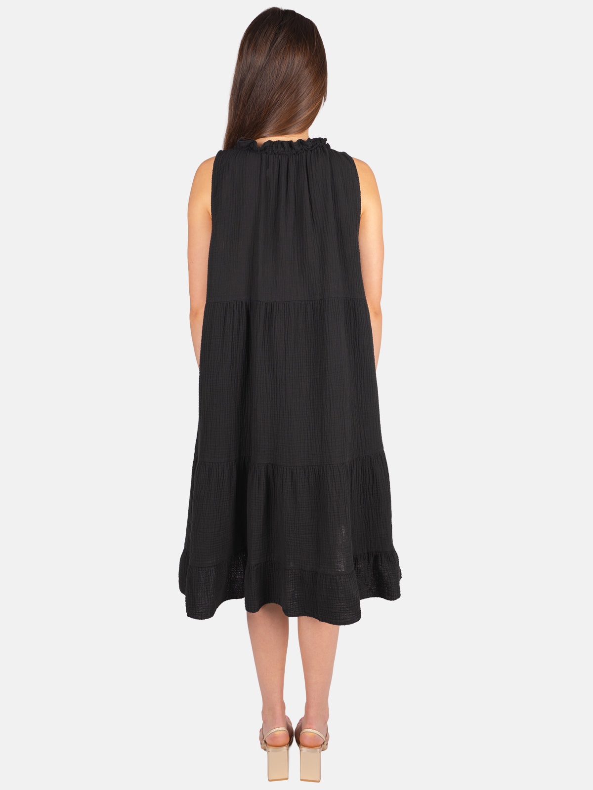 Musselin Kleid mit Tasseln - Buki in Schwarz #Farbe_Schwarz
