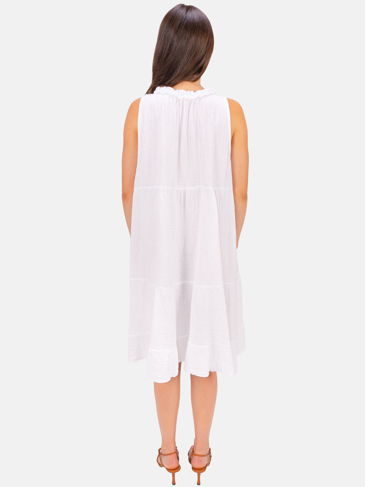 Musselin Kleid mit Tasseln - Buki in Weiß #Farbe_Weiß
