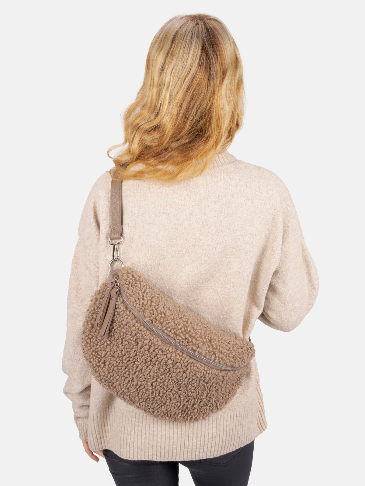 Stofftasche Crossbody Bag Size L - dark taupe - Fluffy