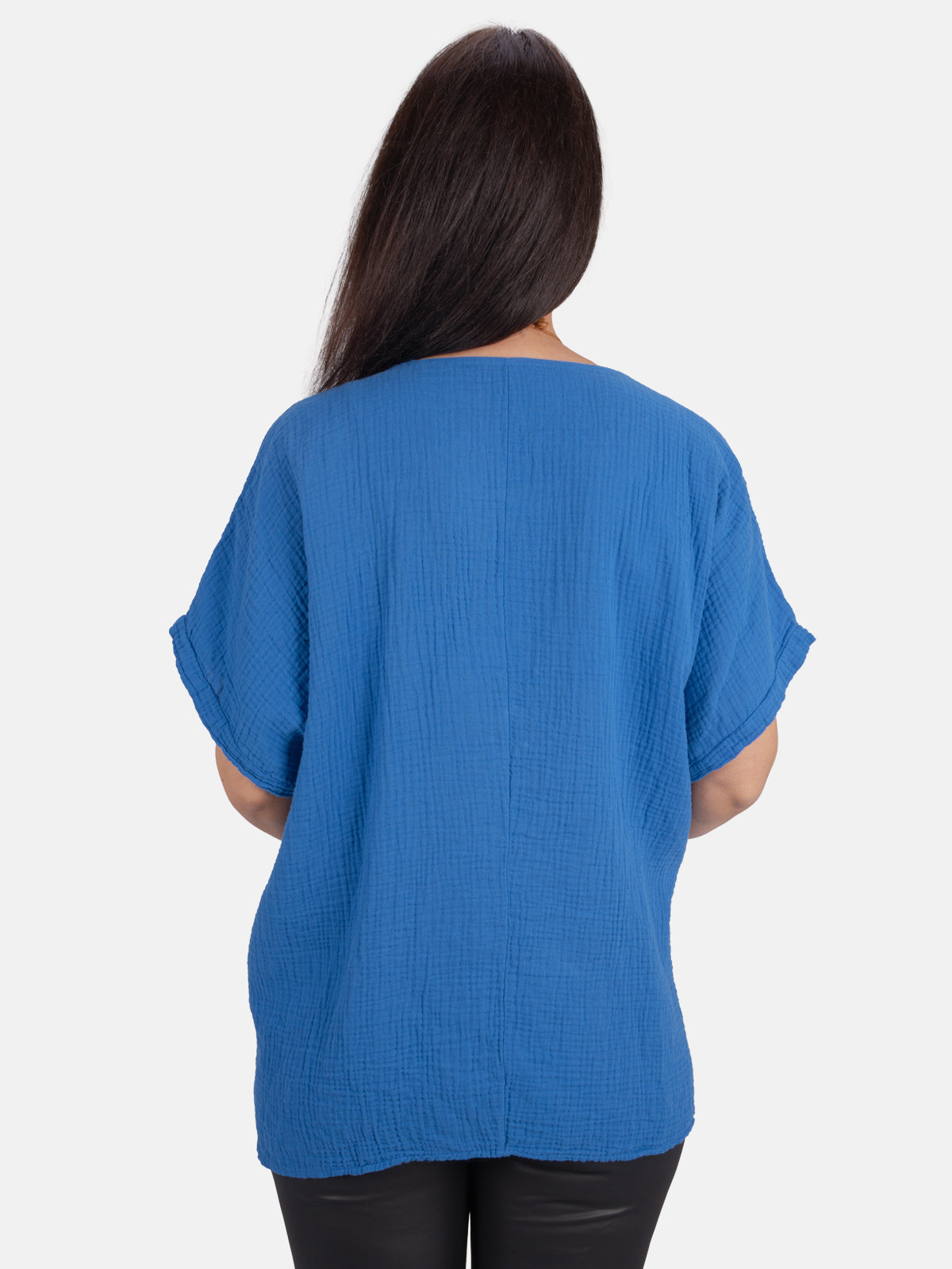 Musselin Bluse Halbarm Oversized - Giorgia