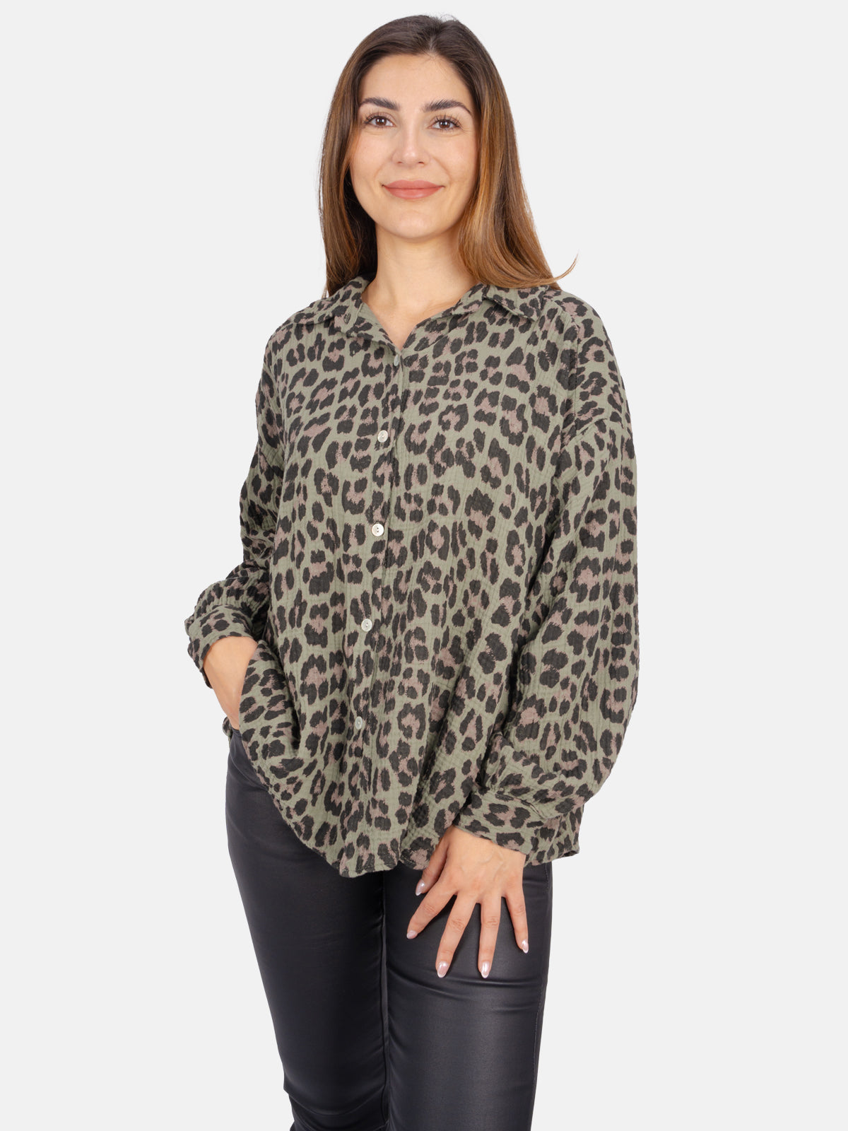 Leo Queen Musselinbluse - Leo Print