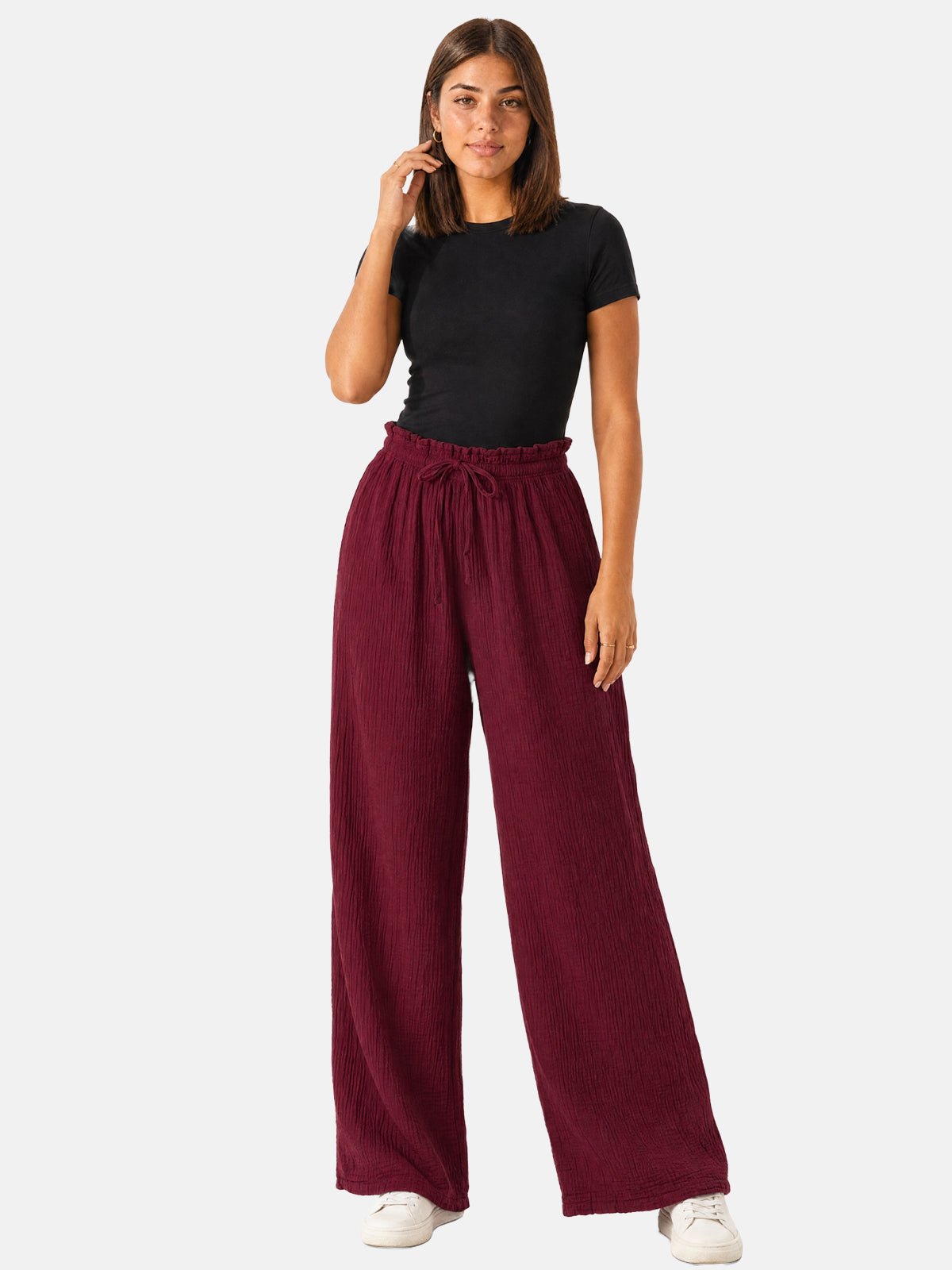 Lockere Musselinhose Liska in Bordeaux #Farbe_Bordeaux