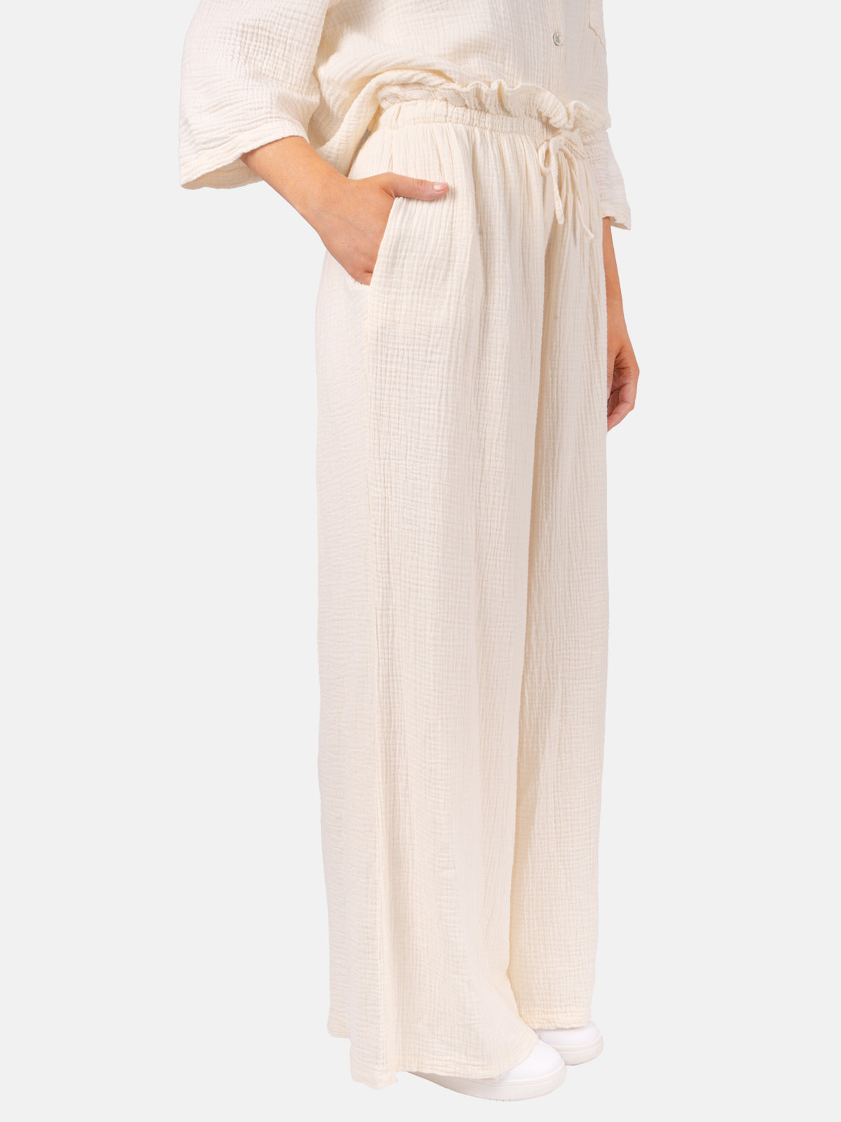 Lockere Musselinhose - creme - Liska