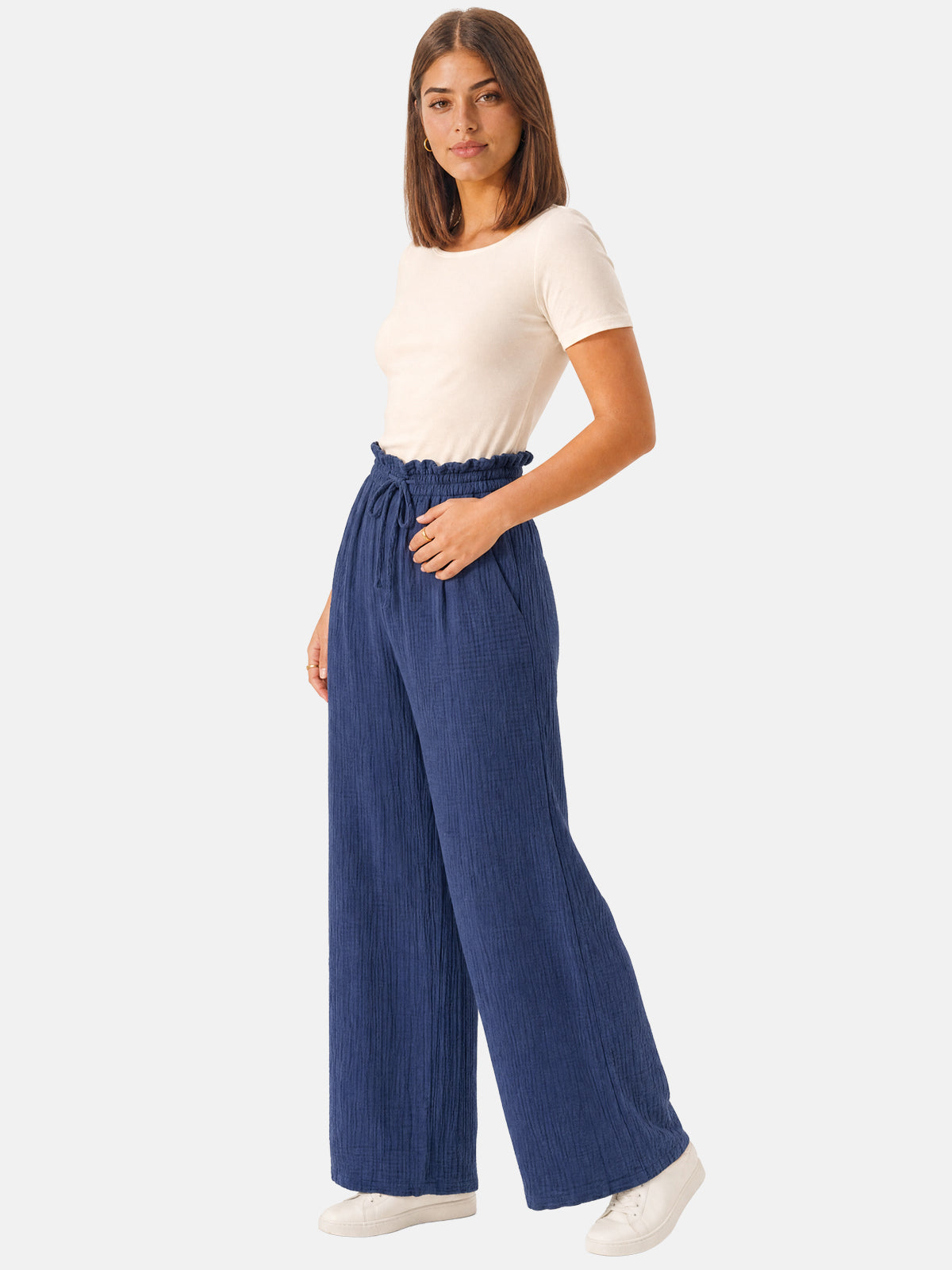 Lockere Musselinhose Liska in Dunkelblau #Farbe_Dunkelblau