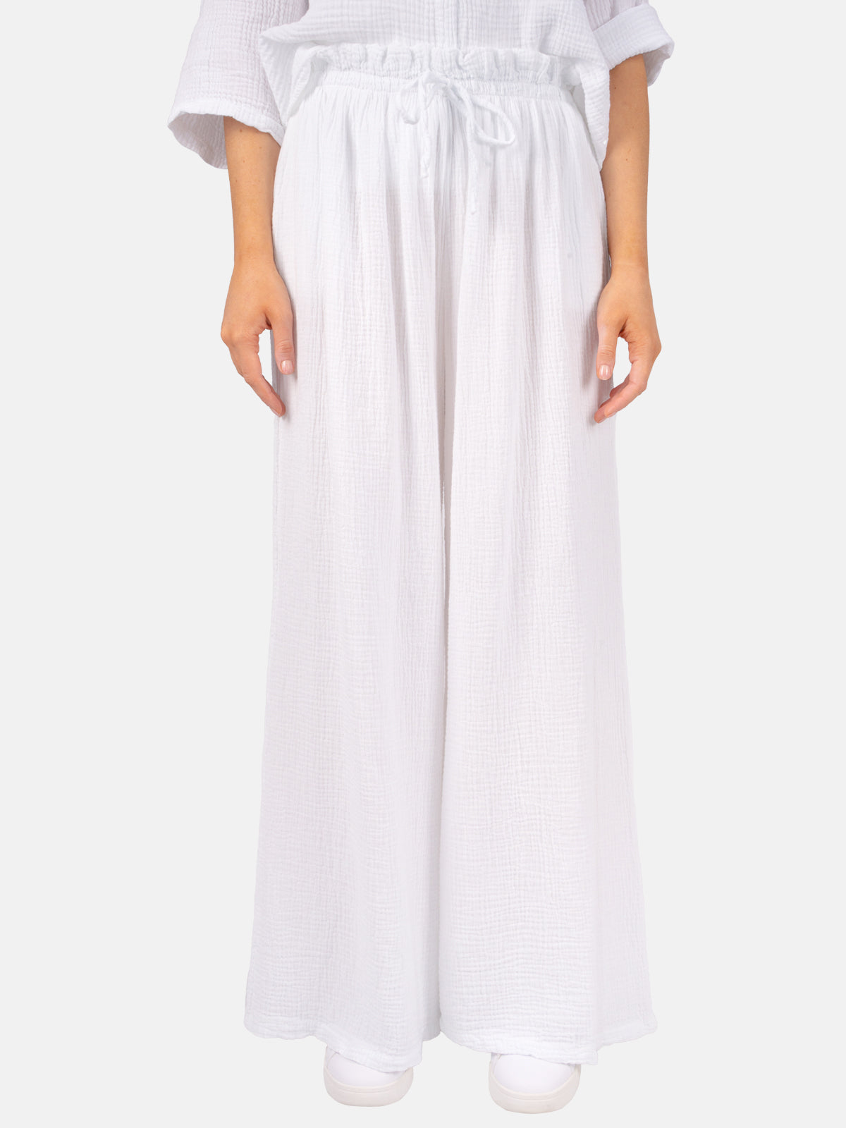 Lockere Musselinhose - weiß - Liska