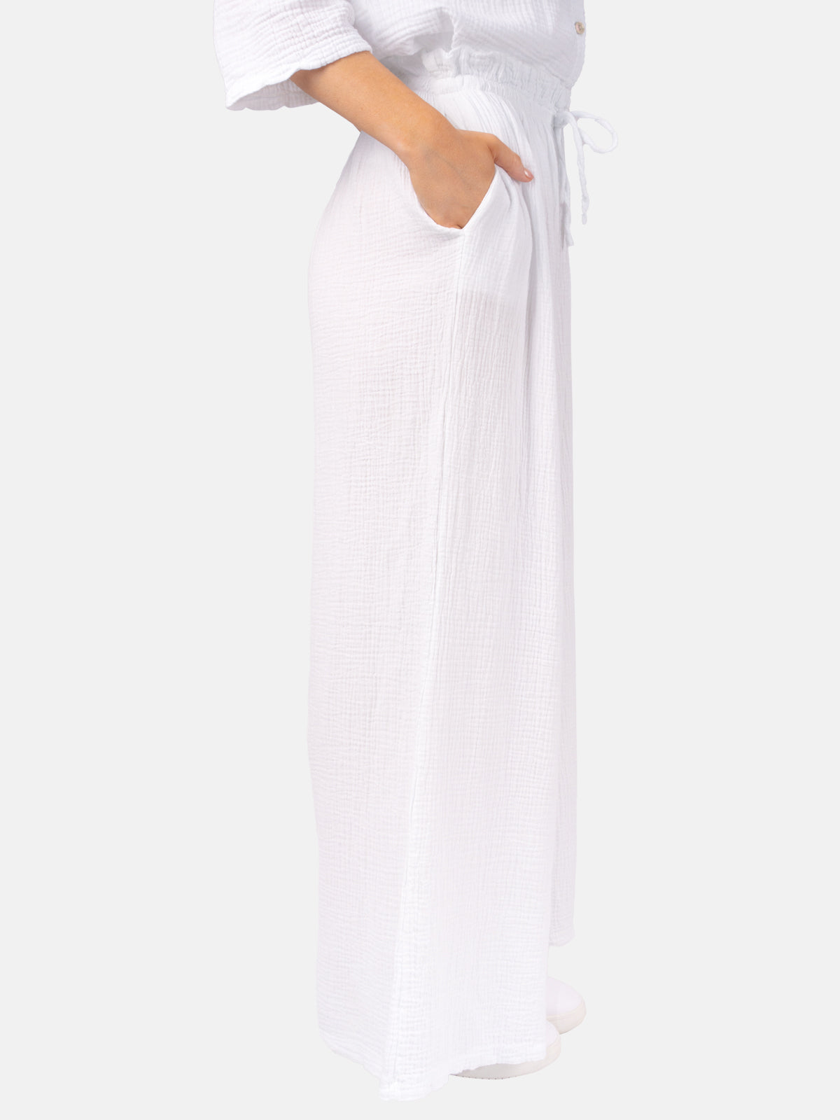 Lockere Musselinhose - weiß - Liska