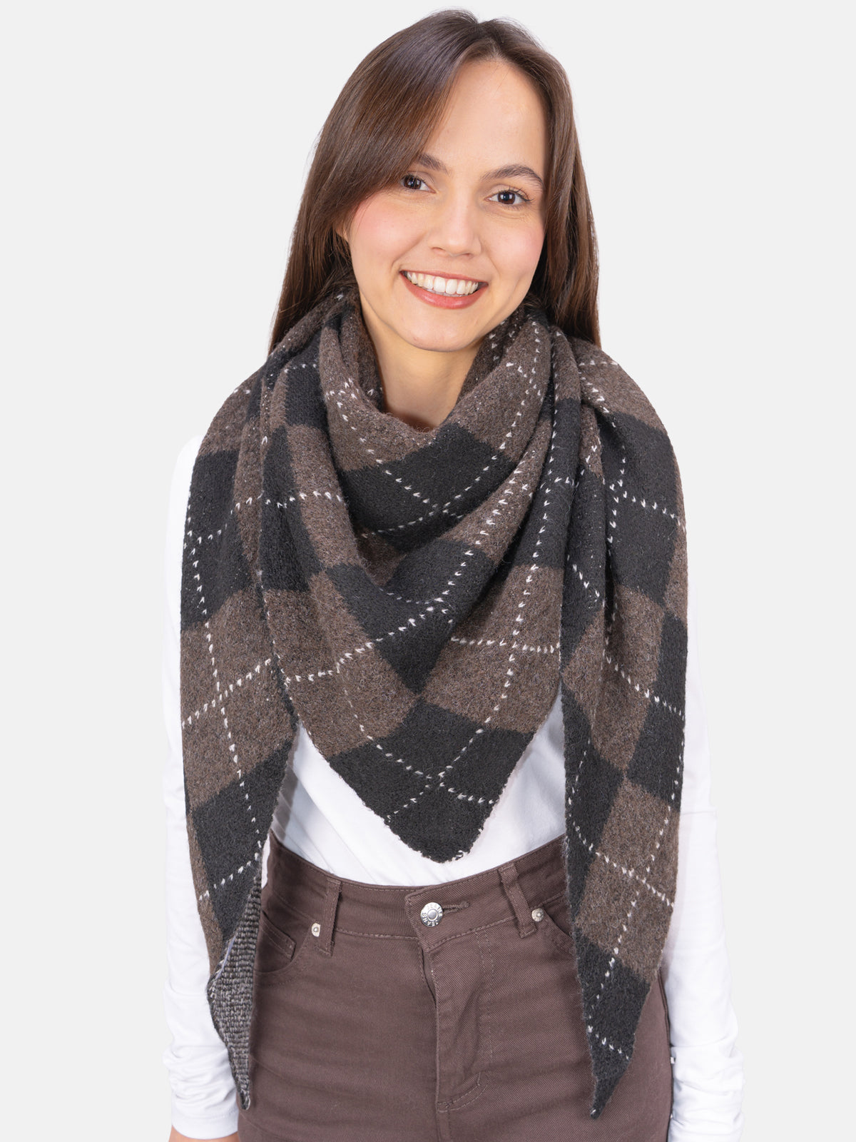 Schal Argyle Muster Winter Montana #Farbe_Coffee Schwarz