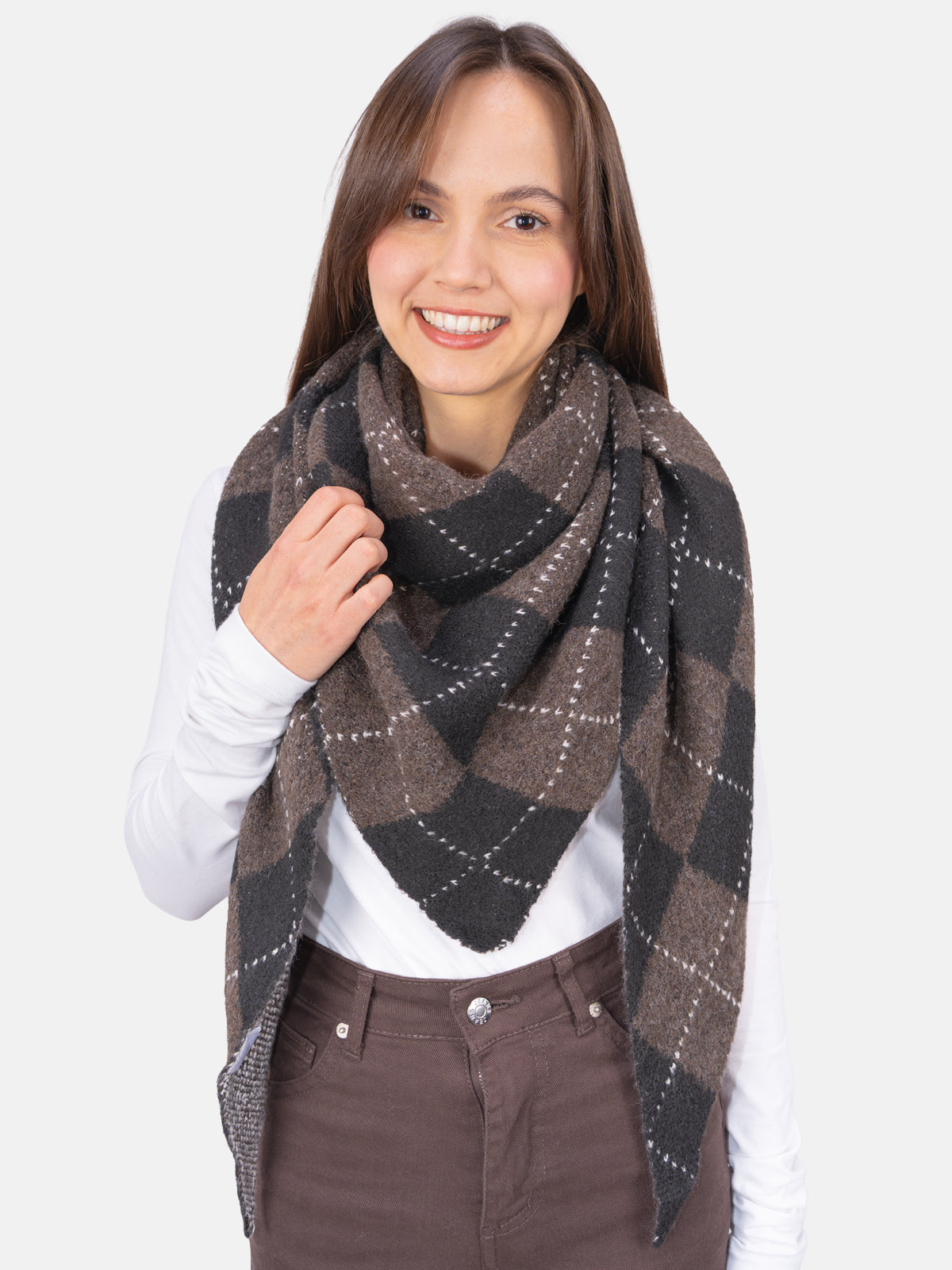 Schal Argyle Muster Winter Montana #Farbe_Coffee Schwarz