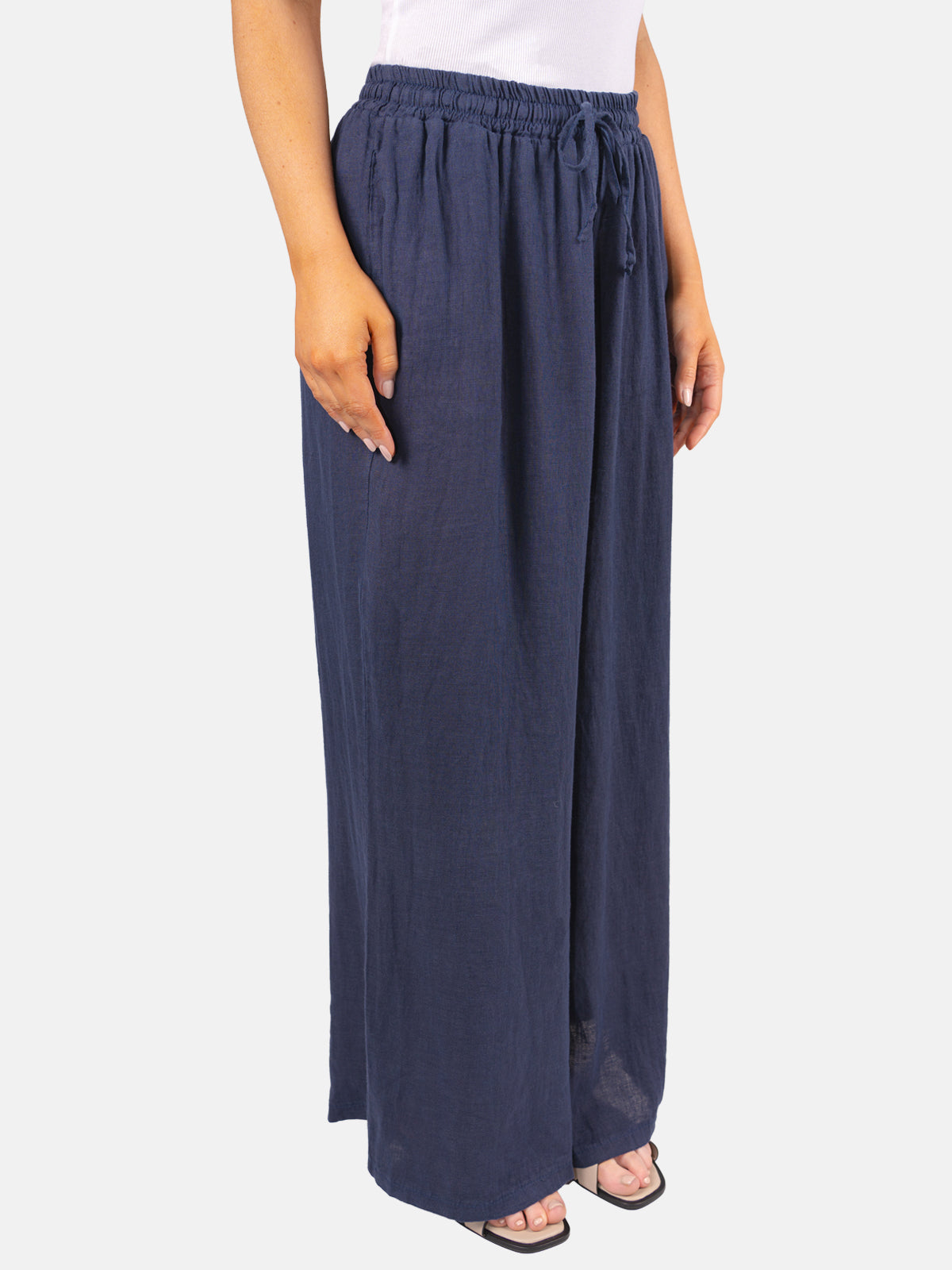 Leinenhose Perla mit Kordelzug in Dark Blue #Farbe_Dark Blue