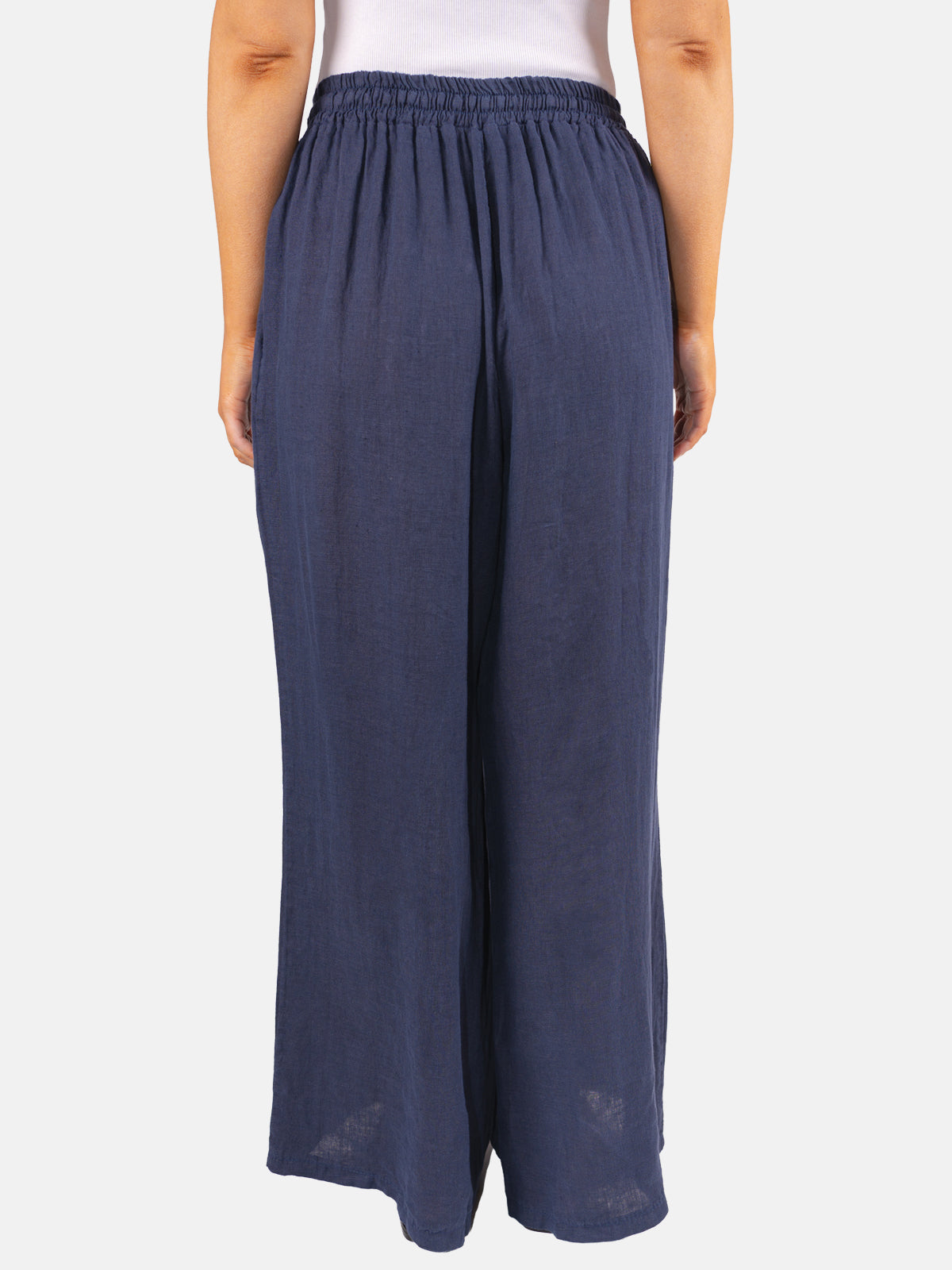 Leinenhose Perla mit Kordelzug in Dark Blue #Farbe_Dark Blue