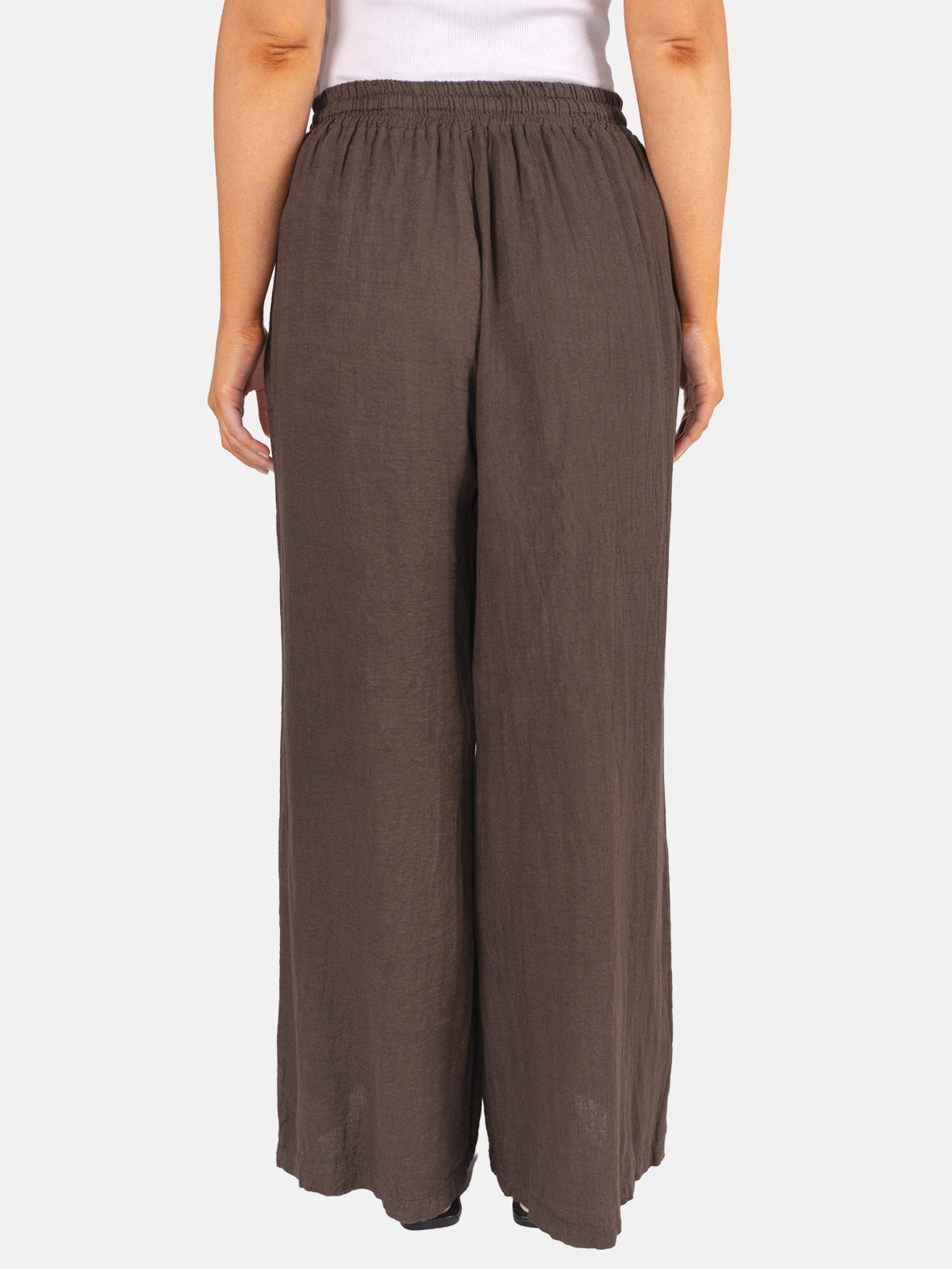 Leinenhose Perla mit Kordelzug in Mokka #Farbe_Mokka