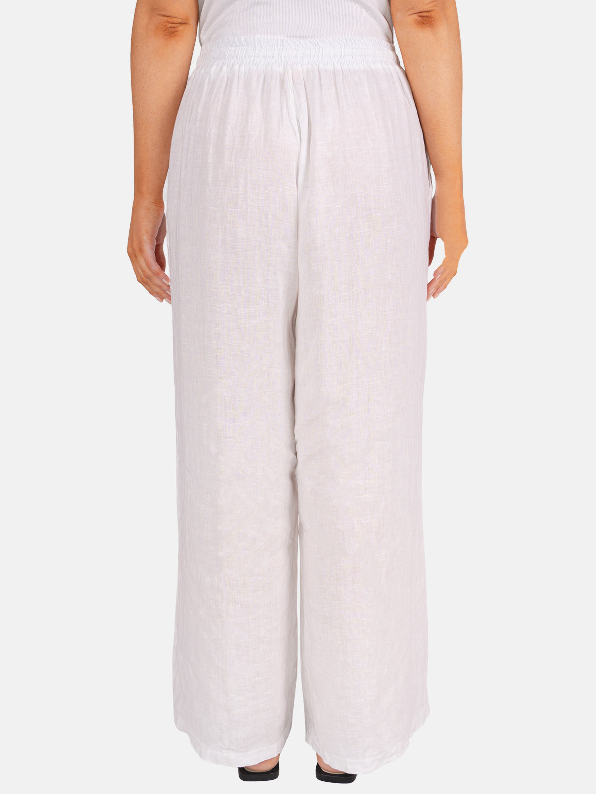 Leinenhose Perla mit Kordelzug in Weiß #Farbe_Weiß
