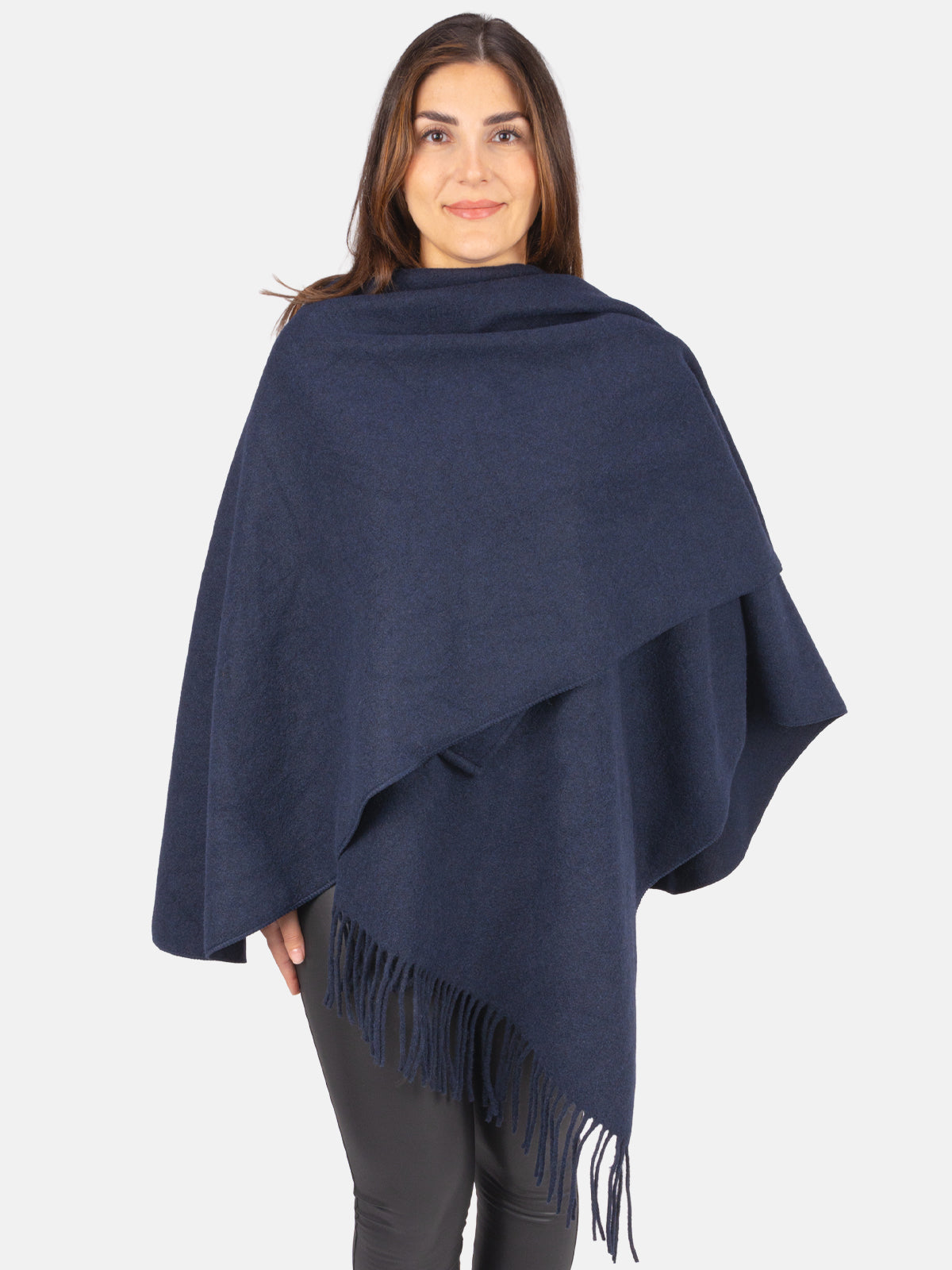 Damen Cape mit Fransen und Bindeschlaufe - Andrea