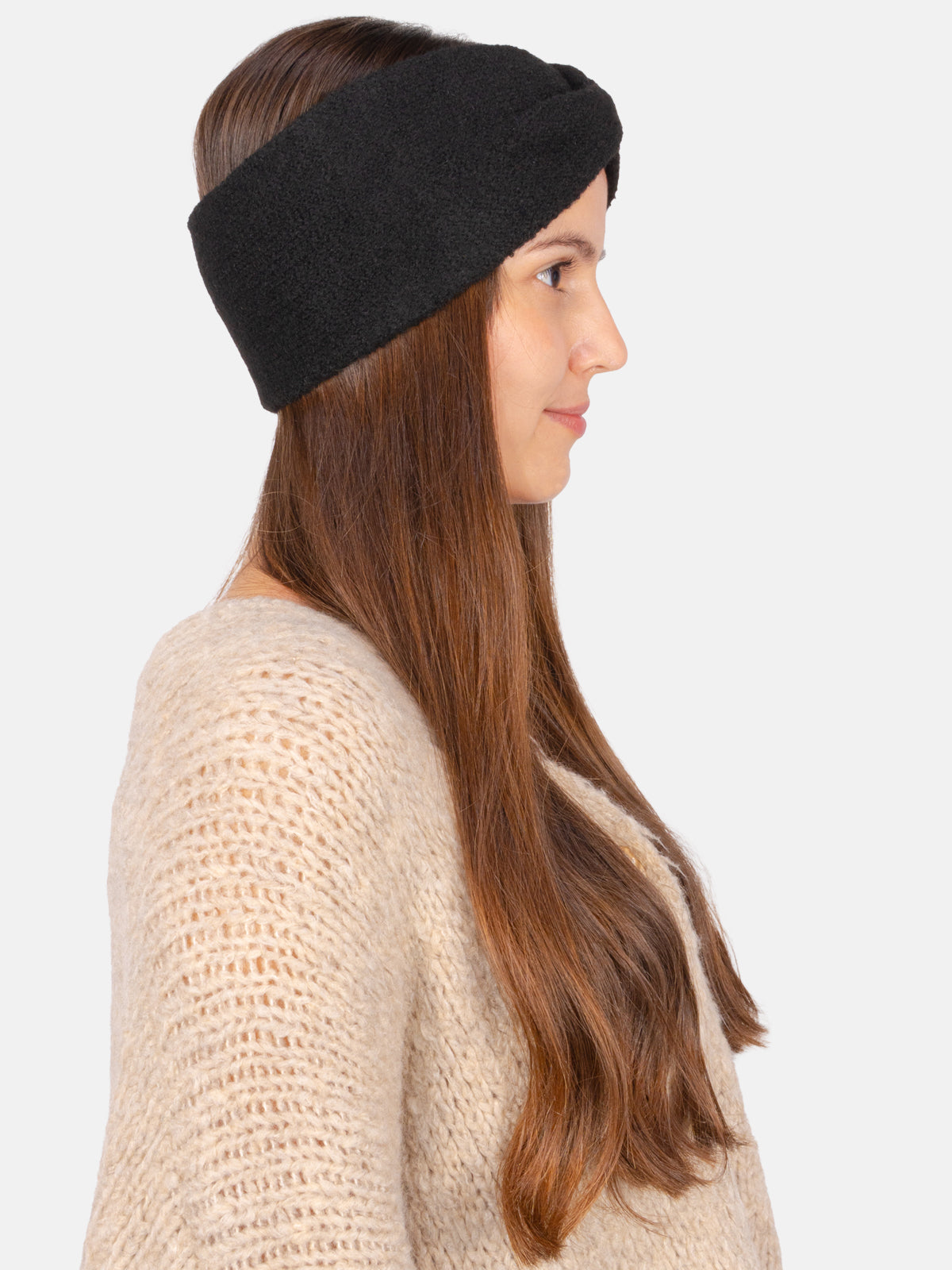 Damen Stirnband Uni - Fiona in Schwarz #Farbe_Schwarz