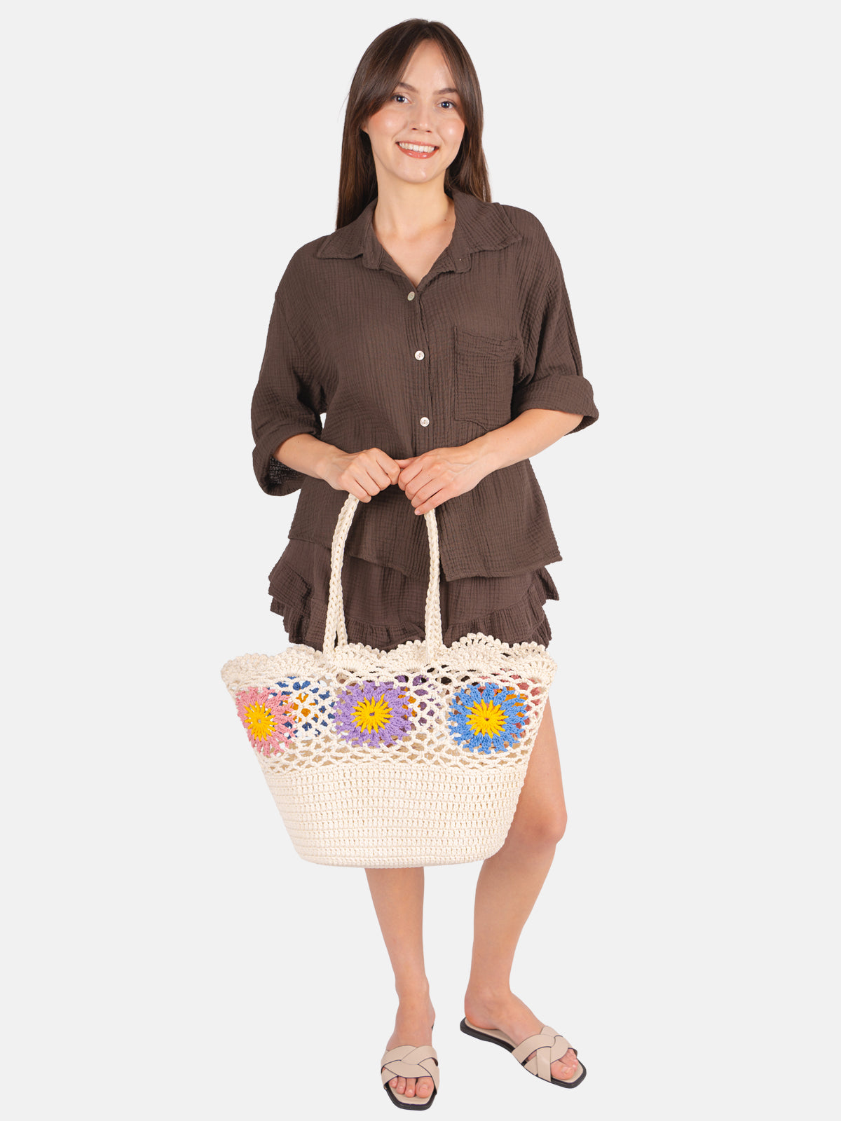 Häkeltasche mit Blumen - Sunny
