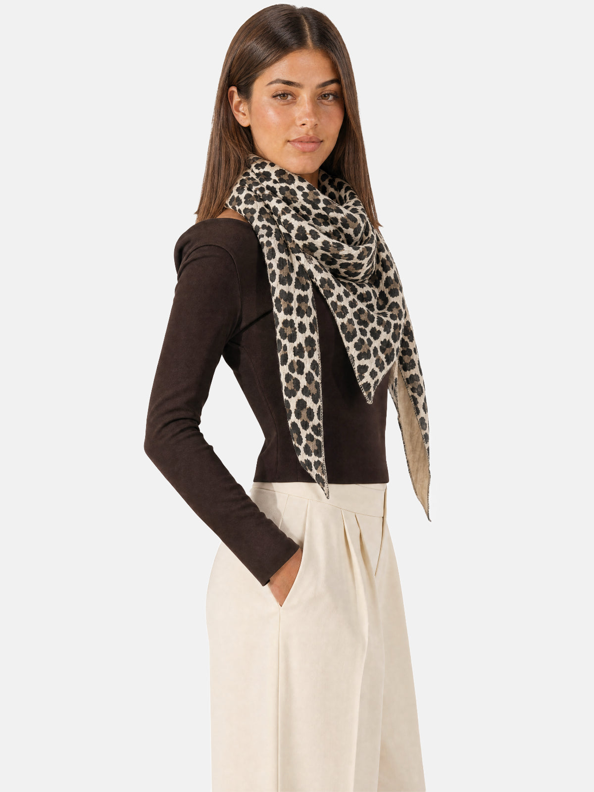 Musselin Dreieck Schal - Sydney in Beige Leo #Farbe_Beige Leo