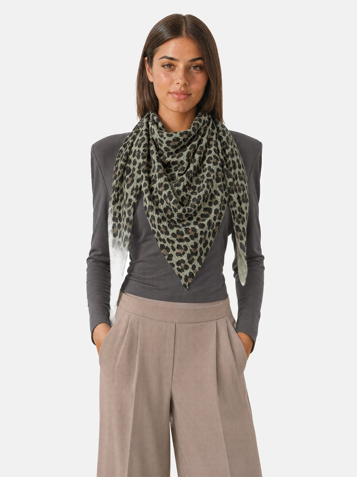 Musselin Dreieck Schal - Sydney in Khaki Leo #Farbe_Khaki Leo