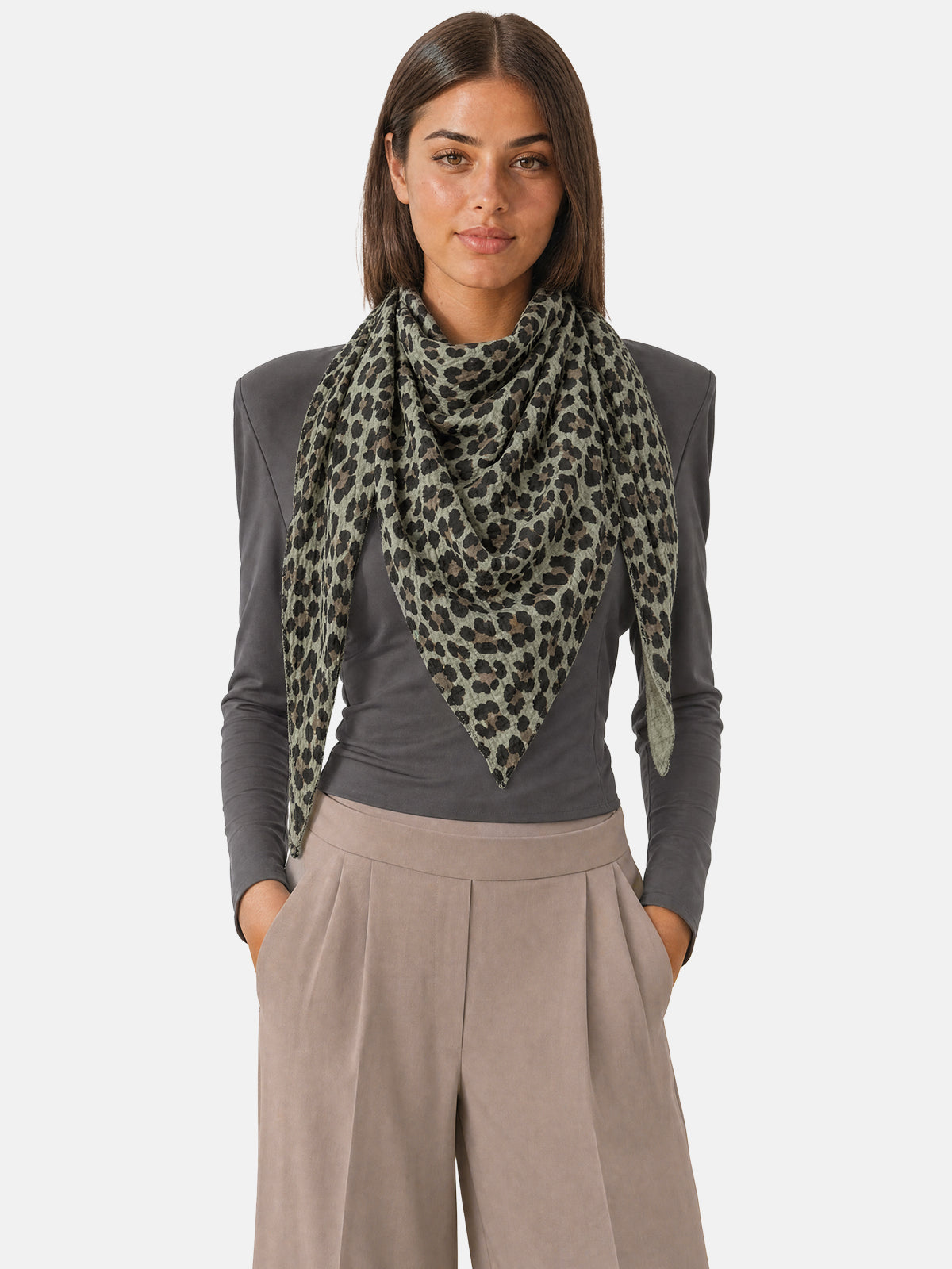 Musselin Dreieck Schal - Sydney in Khaki Leo #Farbe_Khaki Leo