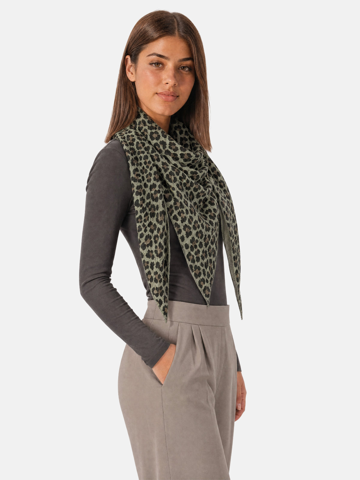 Musselin Dreieck Schal - Sydney in Khaki Leo #Farbe_Khaki Leo