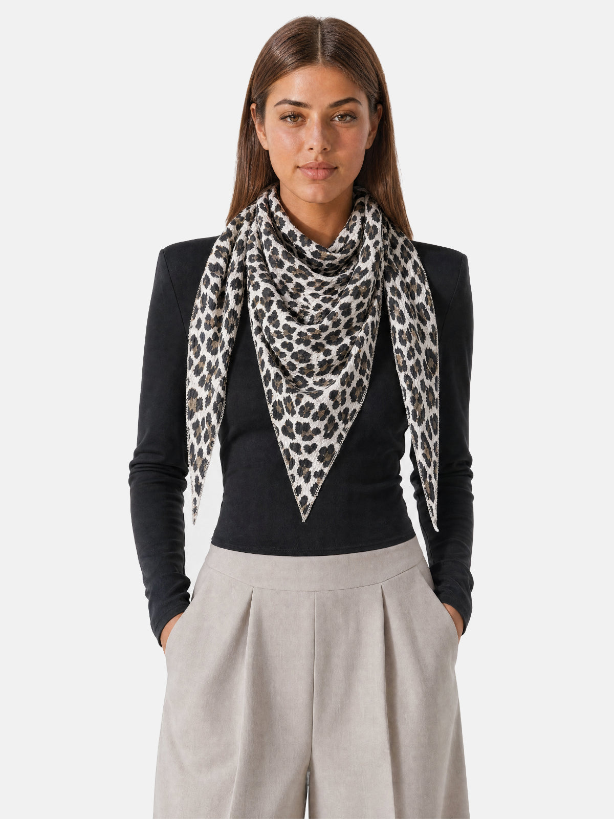 Musselin Dreieck Schal - Sydney in Weiß Leo #Farbe_Weiß Leo