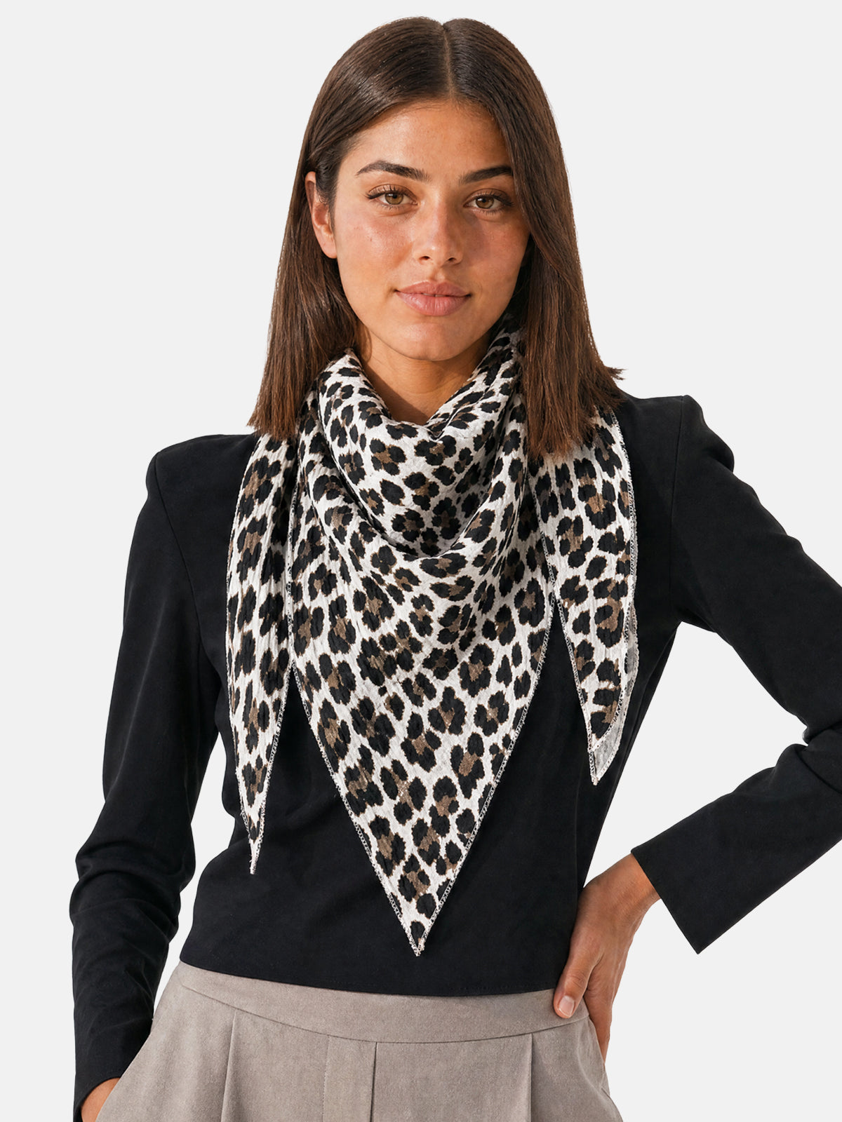 Musselin Dreieck Schal - Sydney in Weiß Leo #Farbe_Weiß Leo