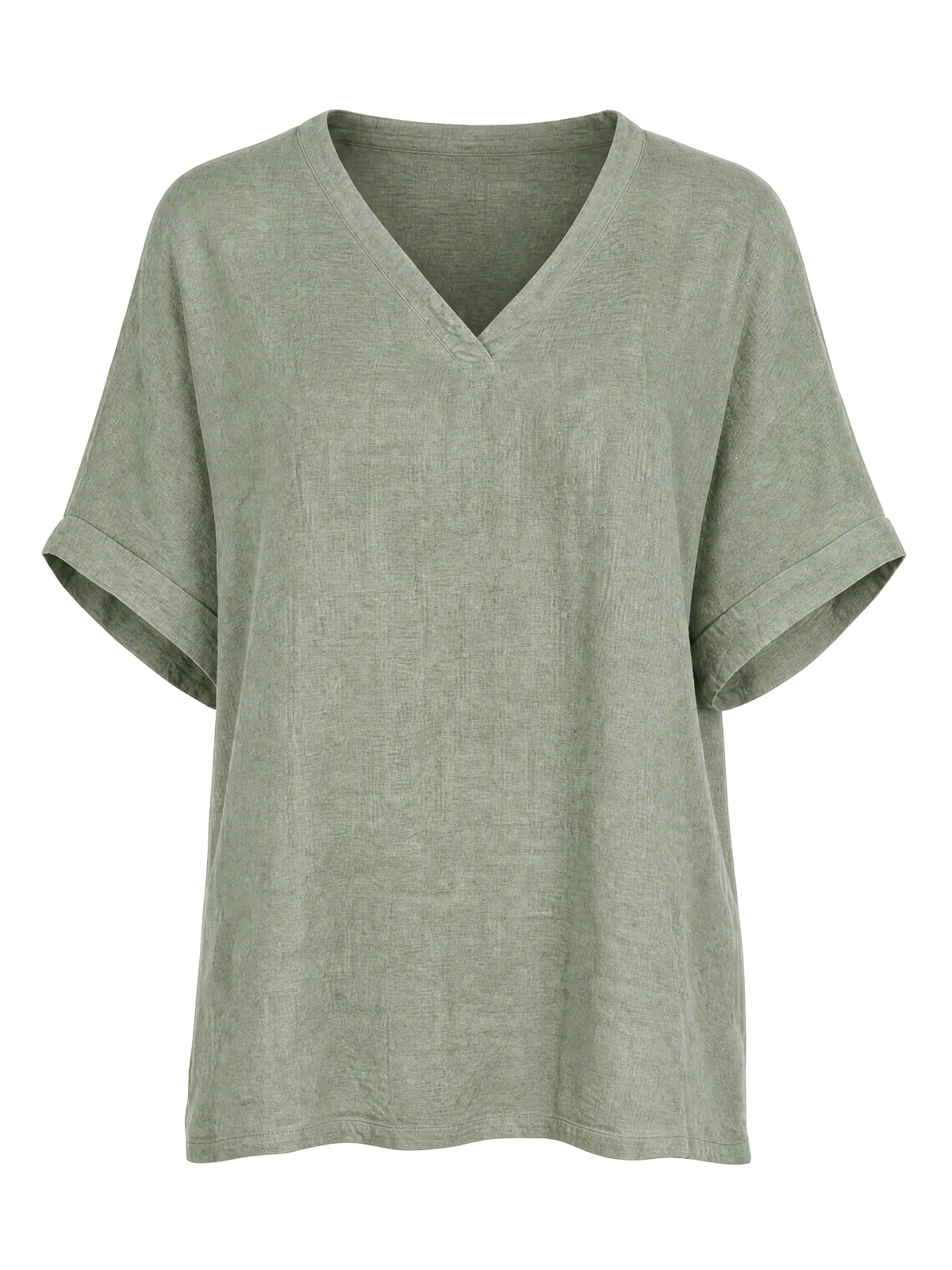 Leinen Shirt mit V-Ausschnitt - Tamara