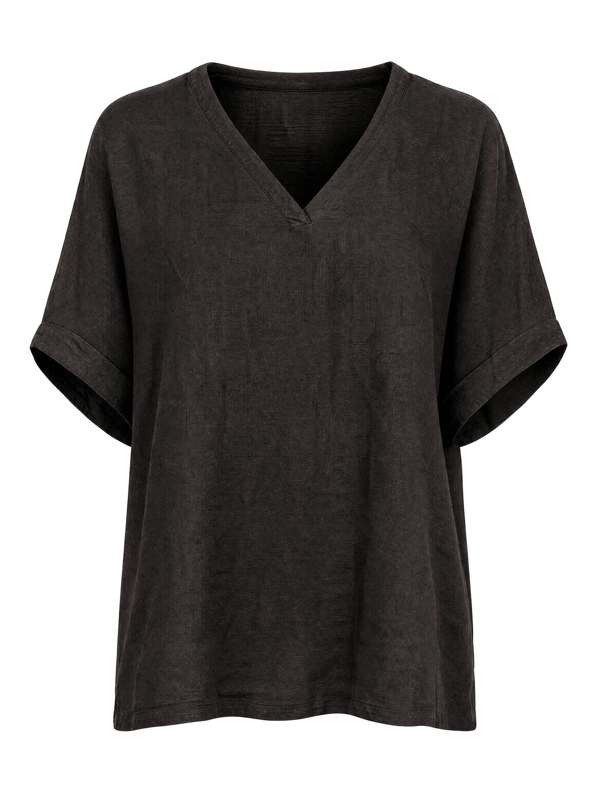 Leinen Shirt mit V-Ausschnitt - Tamara