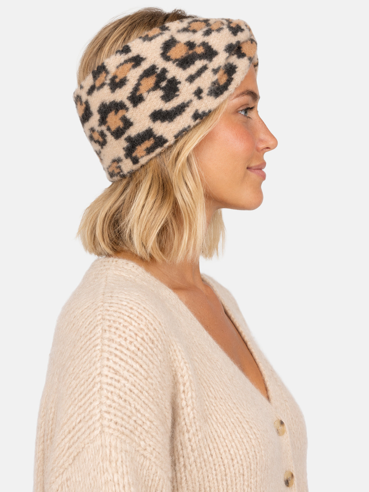 Damen Stirnband Leo Muster - Tanja in Beige Leo #Farbe_Beige Leo