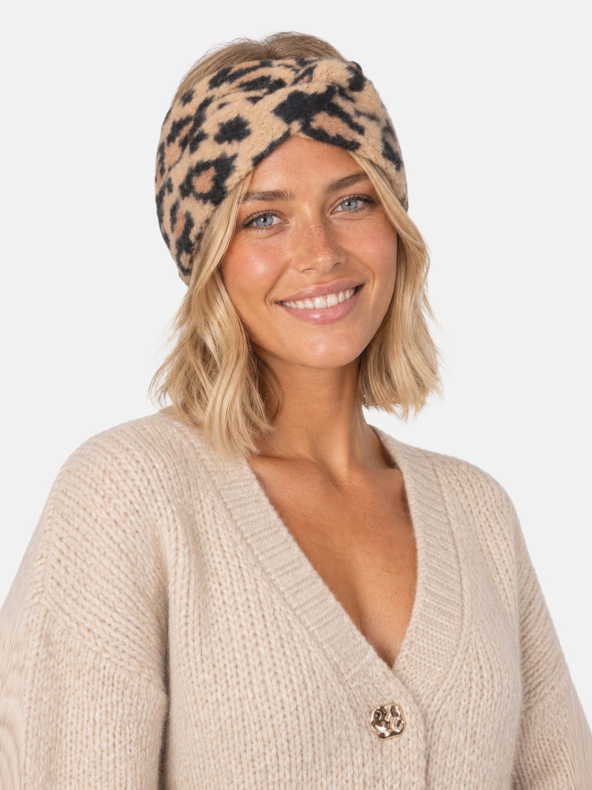 Damen Stirnband Leo Muster - Tanja in Camel Leo #Farbe_Camel Leo