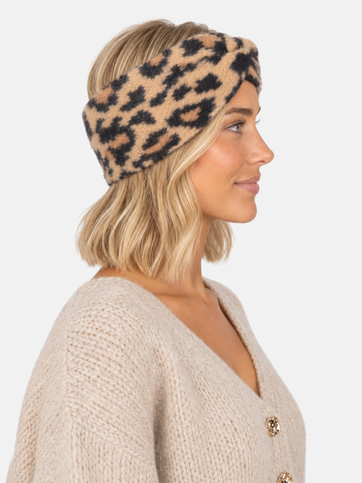 Damen Stirnband Leo Muster - Tanja in Camel Leo #Farbe_Camel Leo