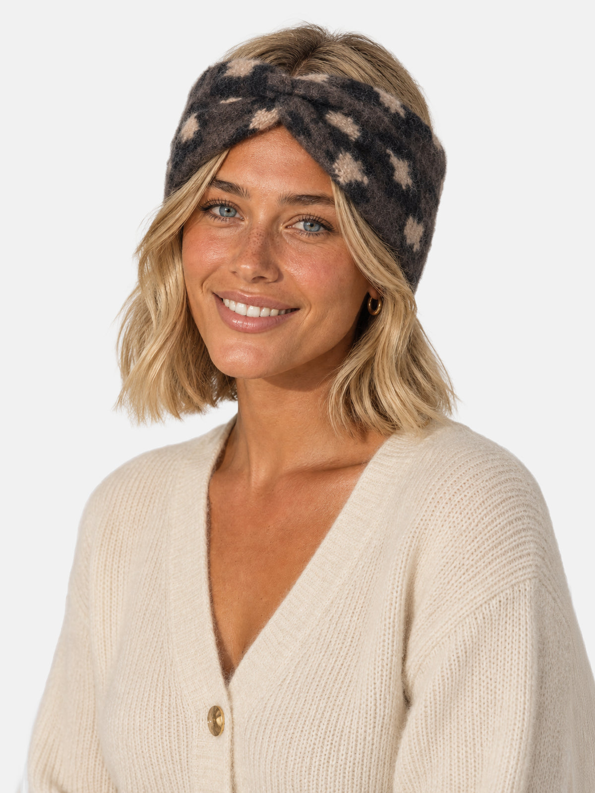 Damen Stirnband Leo Muster - Tanja in Camel Leo #Farbe_Dark Coffee Leo