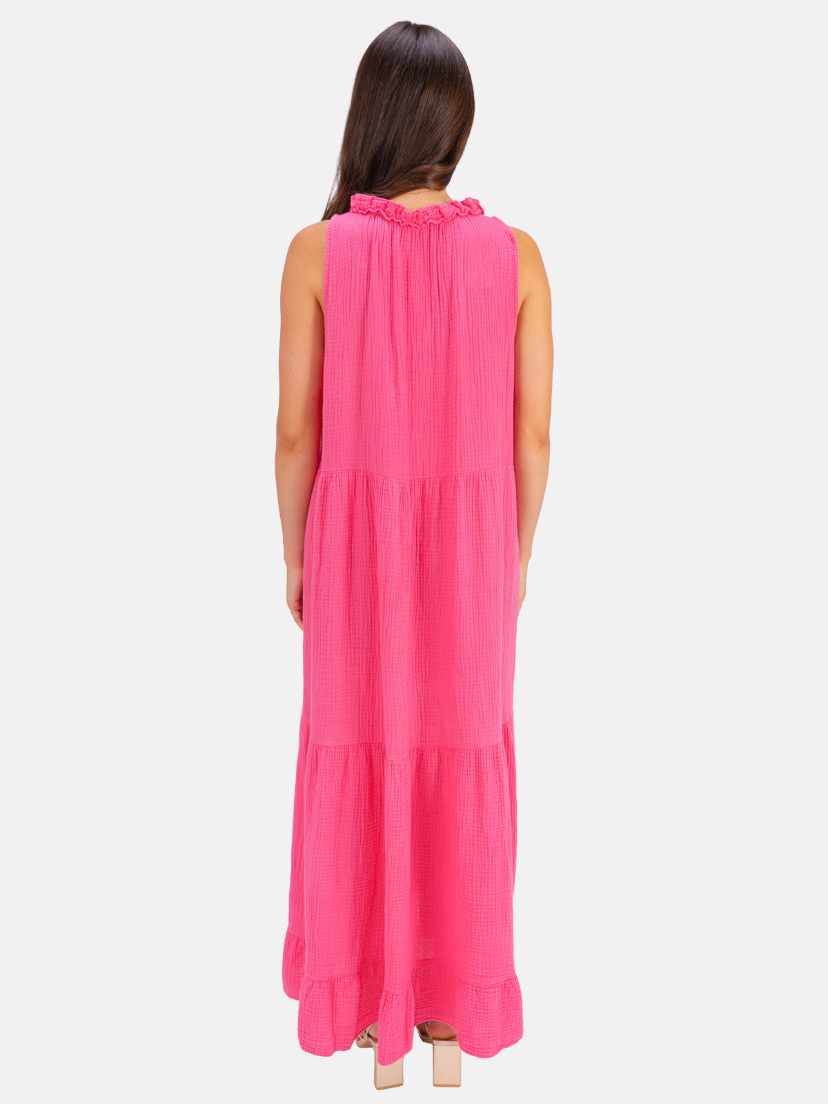 Musselin Maxikleid mit Tasseln - Viola in Pink #Farbe_Pink