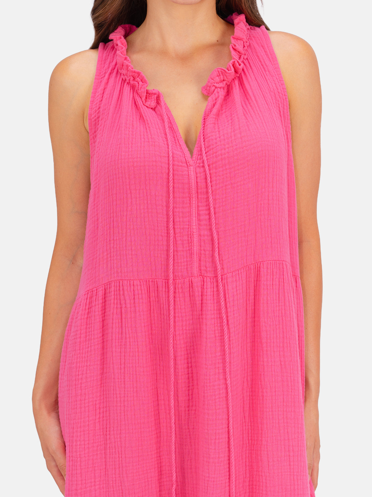 Musselin Maxikleid mit Tasseln - Viola in Pink #Farbe_Pink