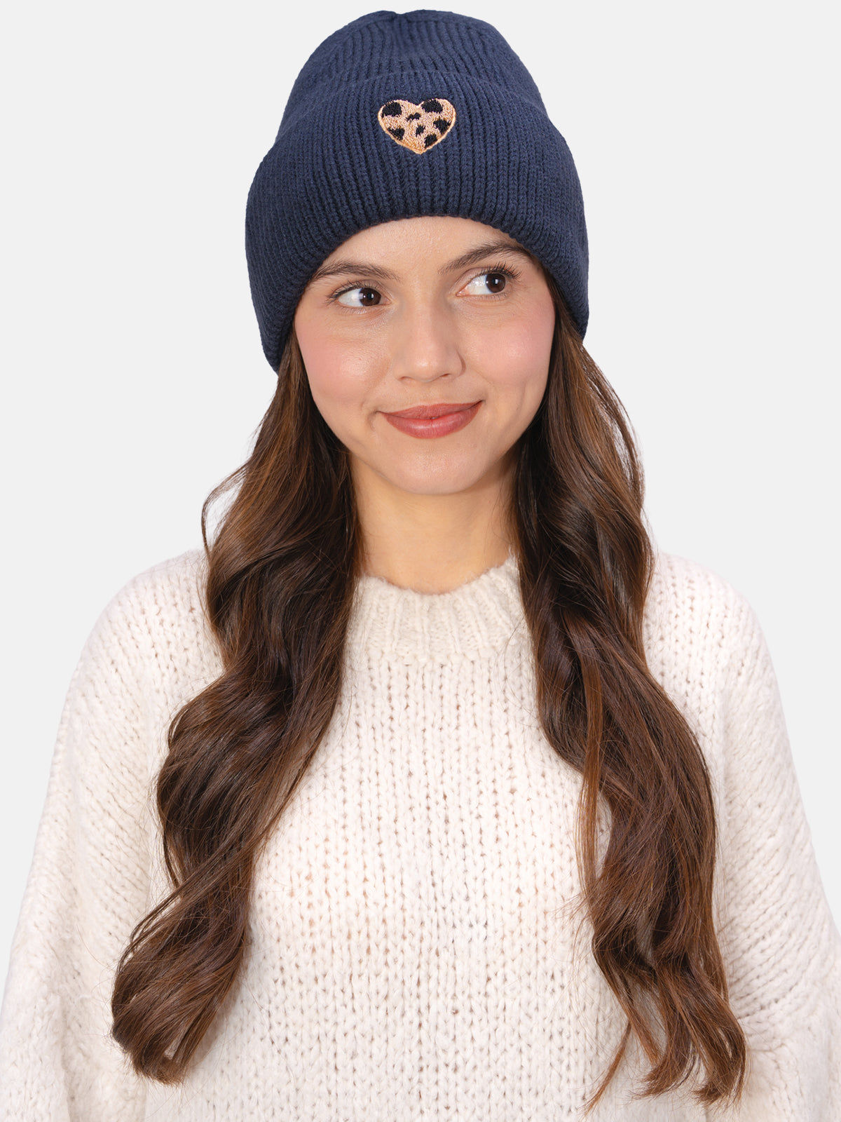 Damen Mütze mit Herz - Zoe in Espresso #Farbe_Dunkelblau