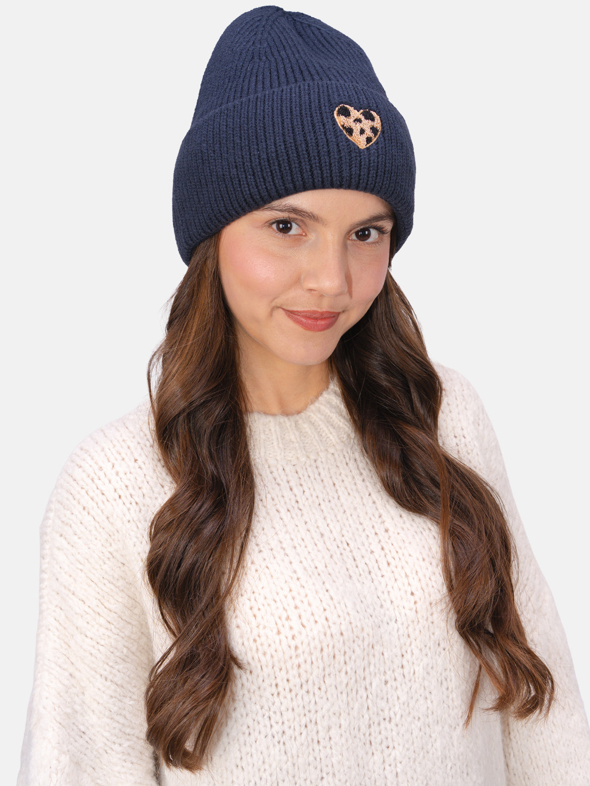 Damen Mütze mit Herz - Zoe in Espresso #Farbe_Dunkelblau
