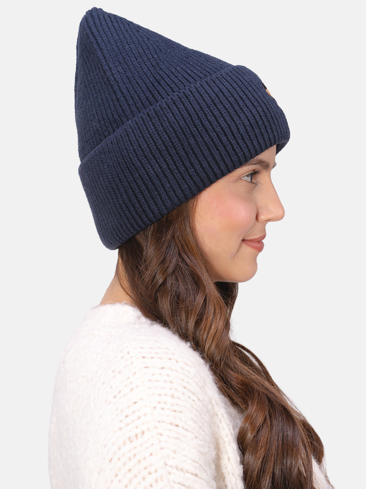 Damen Mütze mit Herz - Zoe in Espresso #Farbe_Dunkelblau