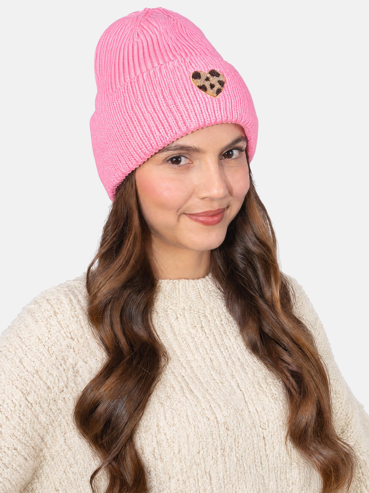 Damen Mütze mit Herz - Zoe in Espresso #Farbe_Light Pink