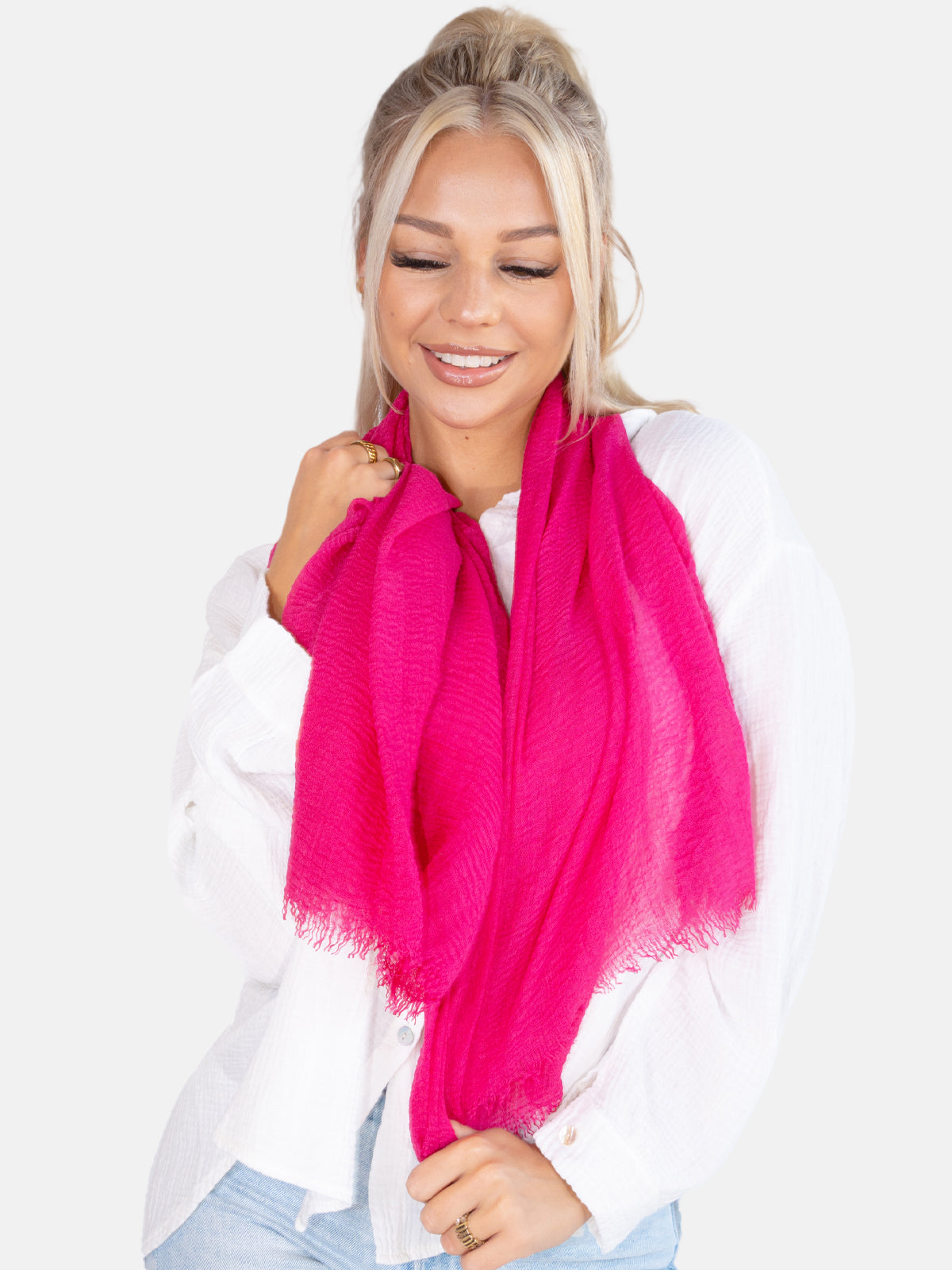 Schal gewellt, dünn & leicht - pink - Isabella