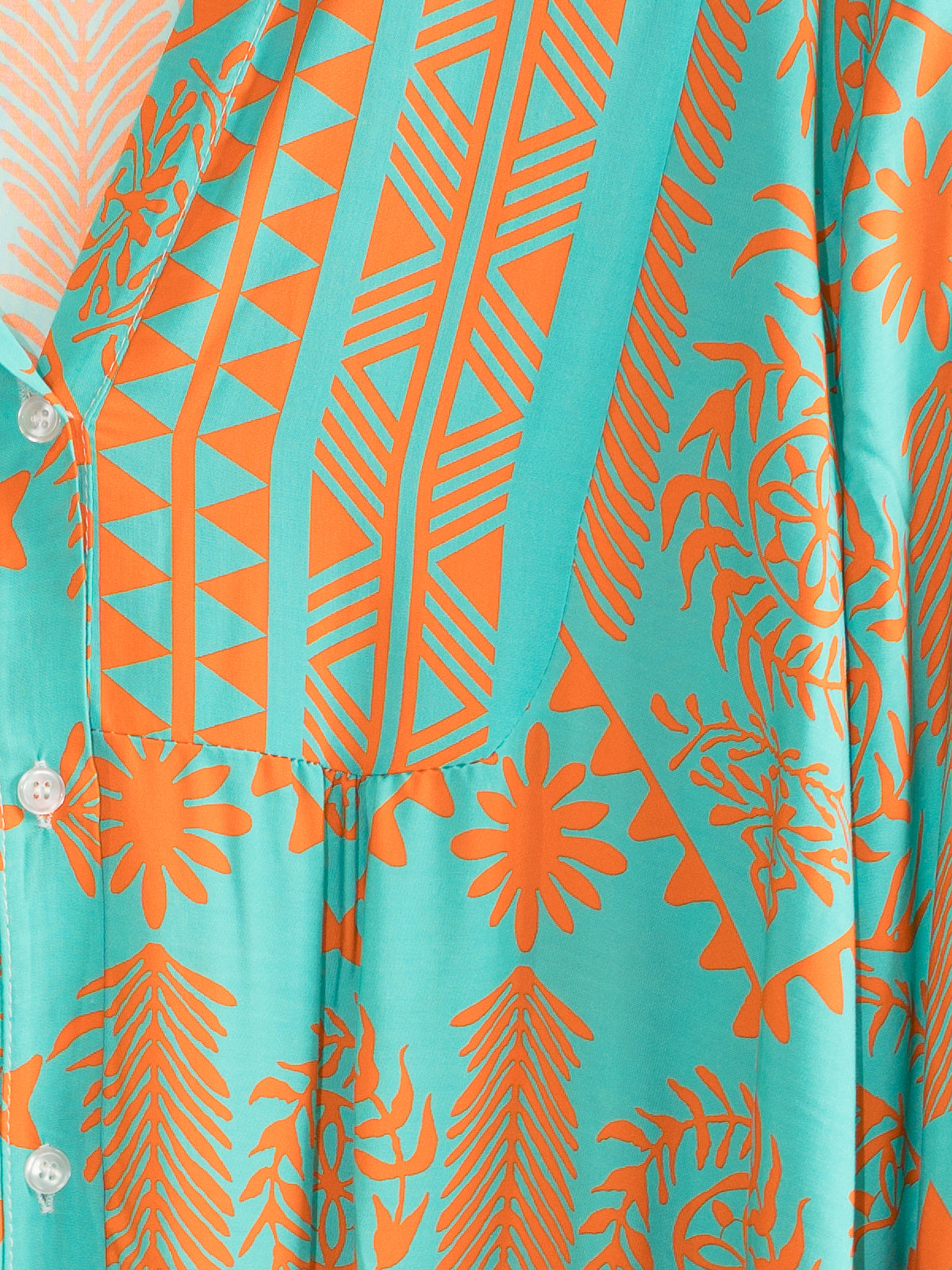 Mittellanges Kleid im Boho Stil - türkis orange - Ina