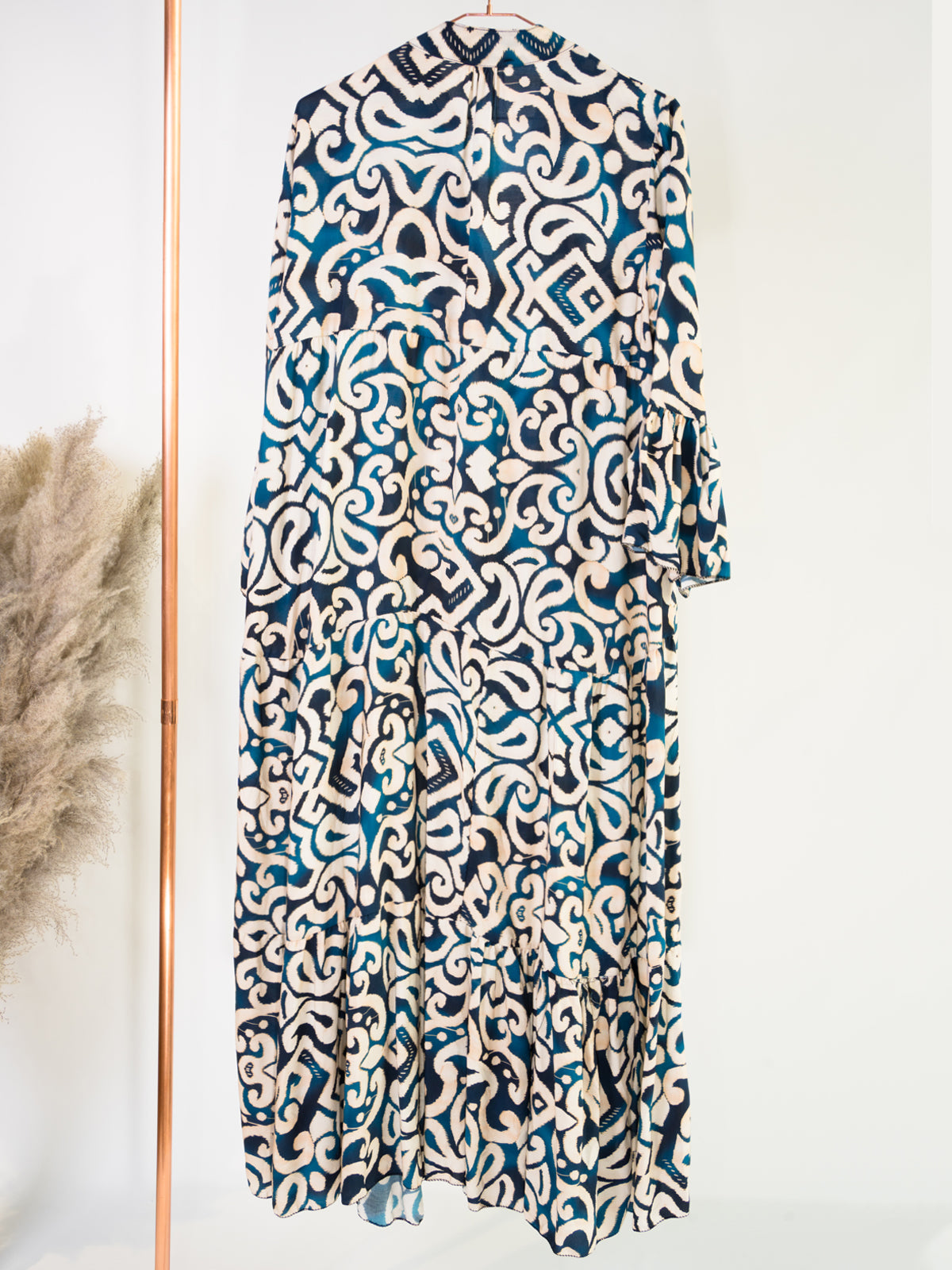 Langes geknöpftes Kleid - dunkelblau beige - Daisy