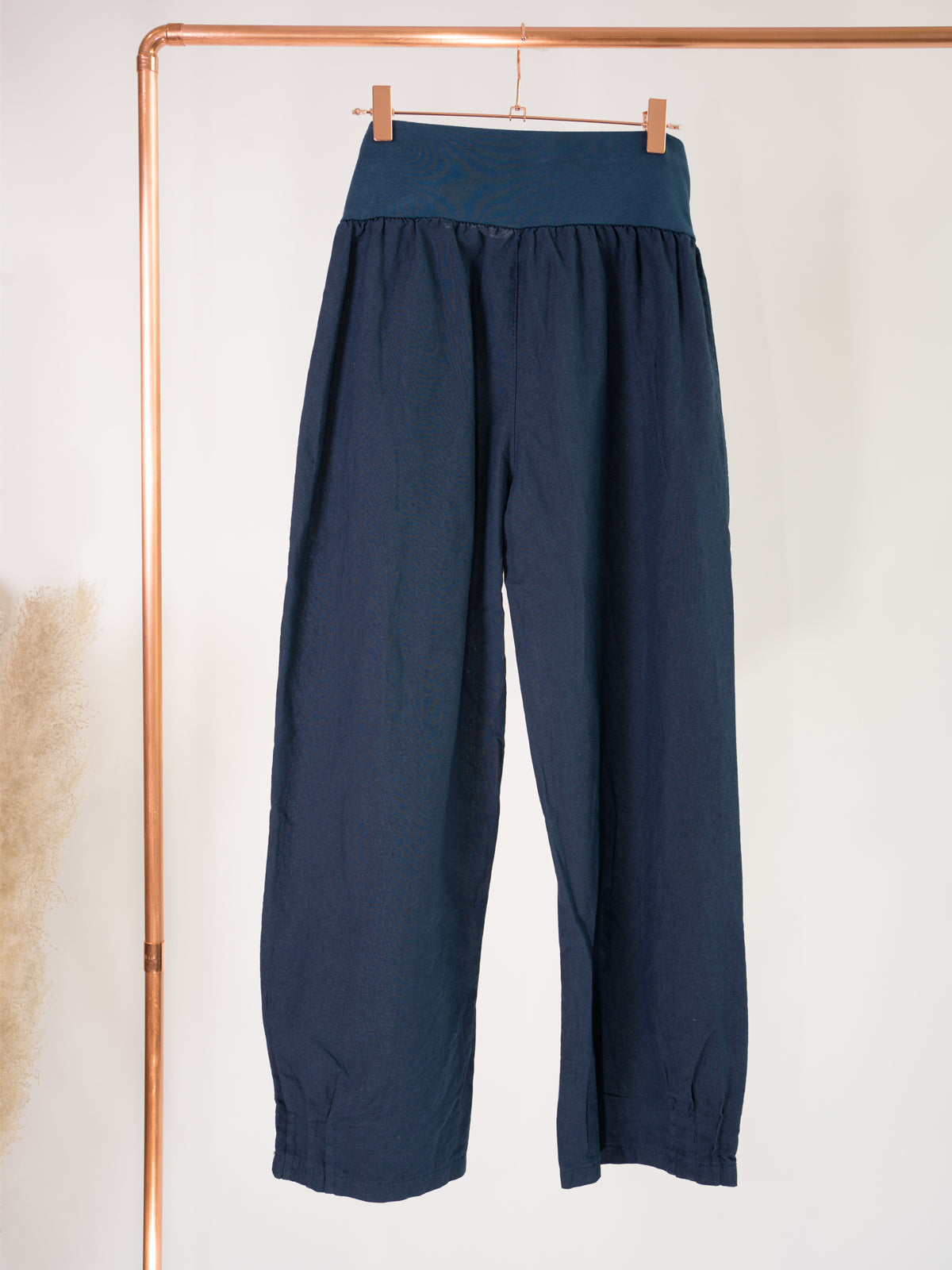 Lockere Damen Leinenhose - dunkelblau - Clara